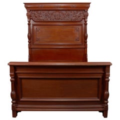 Antique Horner School Carved Mahogany Full/Double Bed Frame, circa 1900