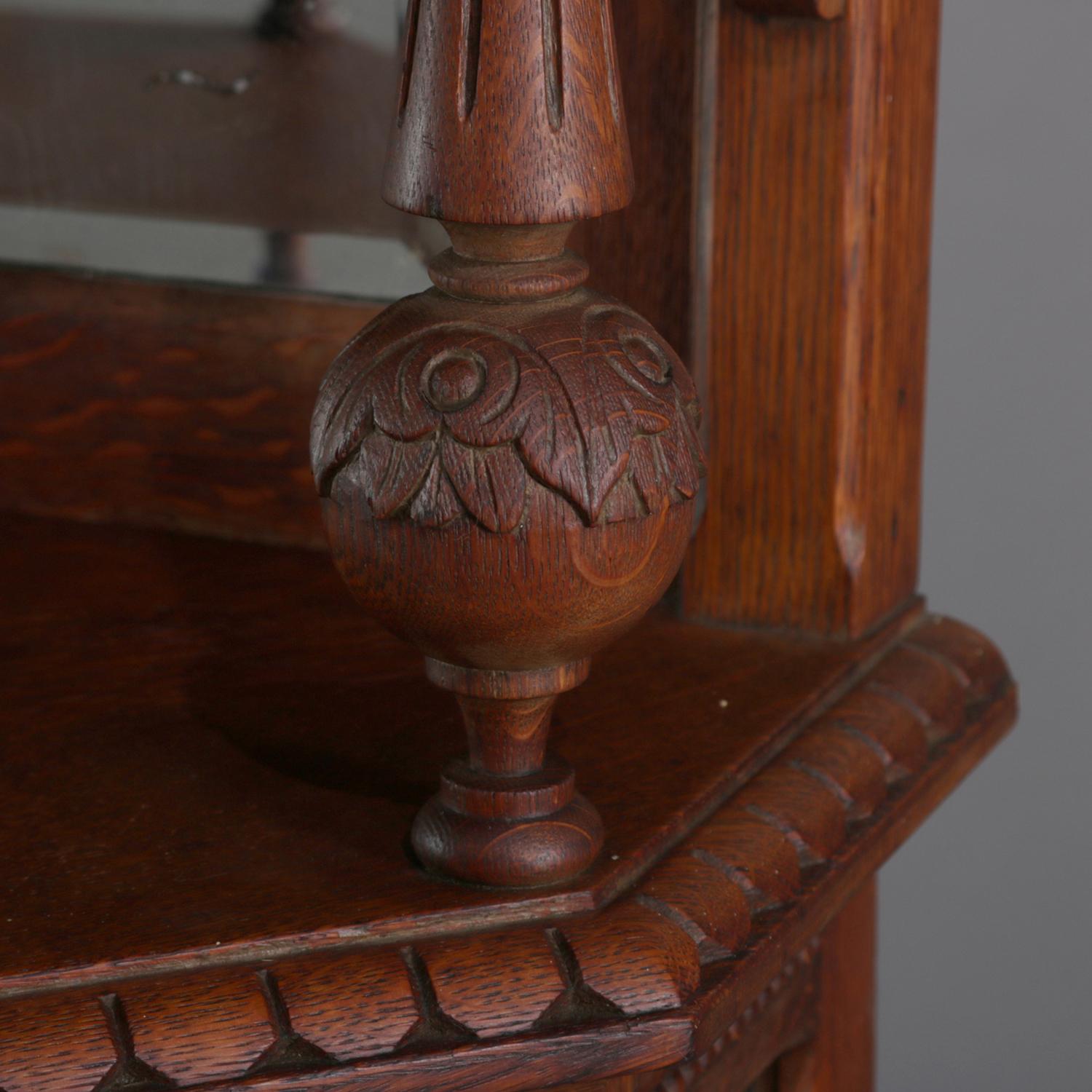 Antique Horner School Carved Oak Corner China Corner Cabinet, circa 1900 4