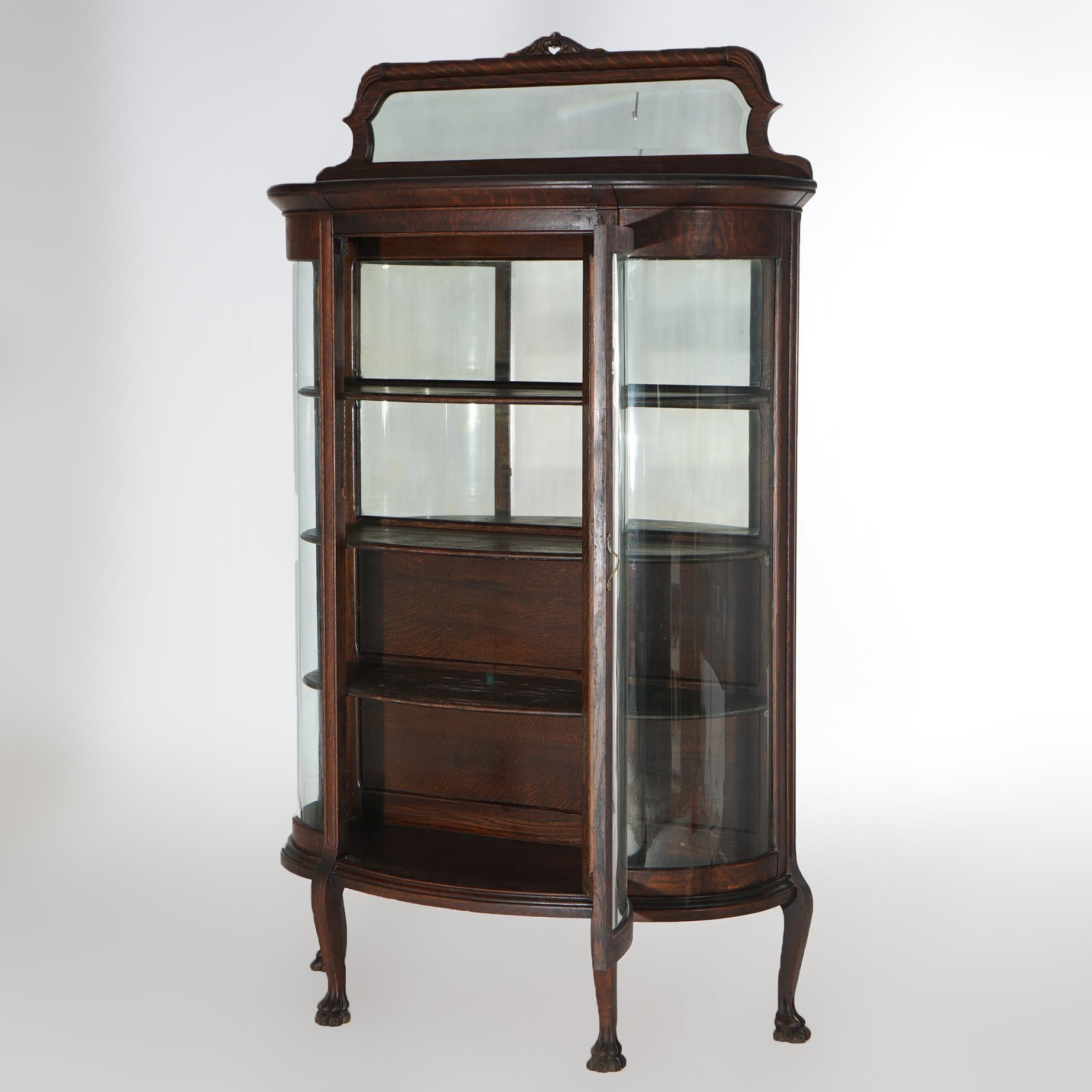 antique oak china cabinet with glass doors
