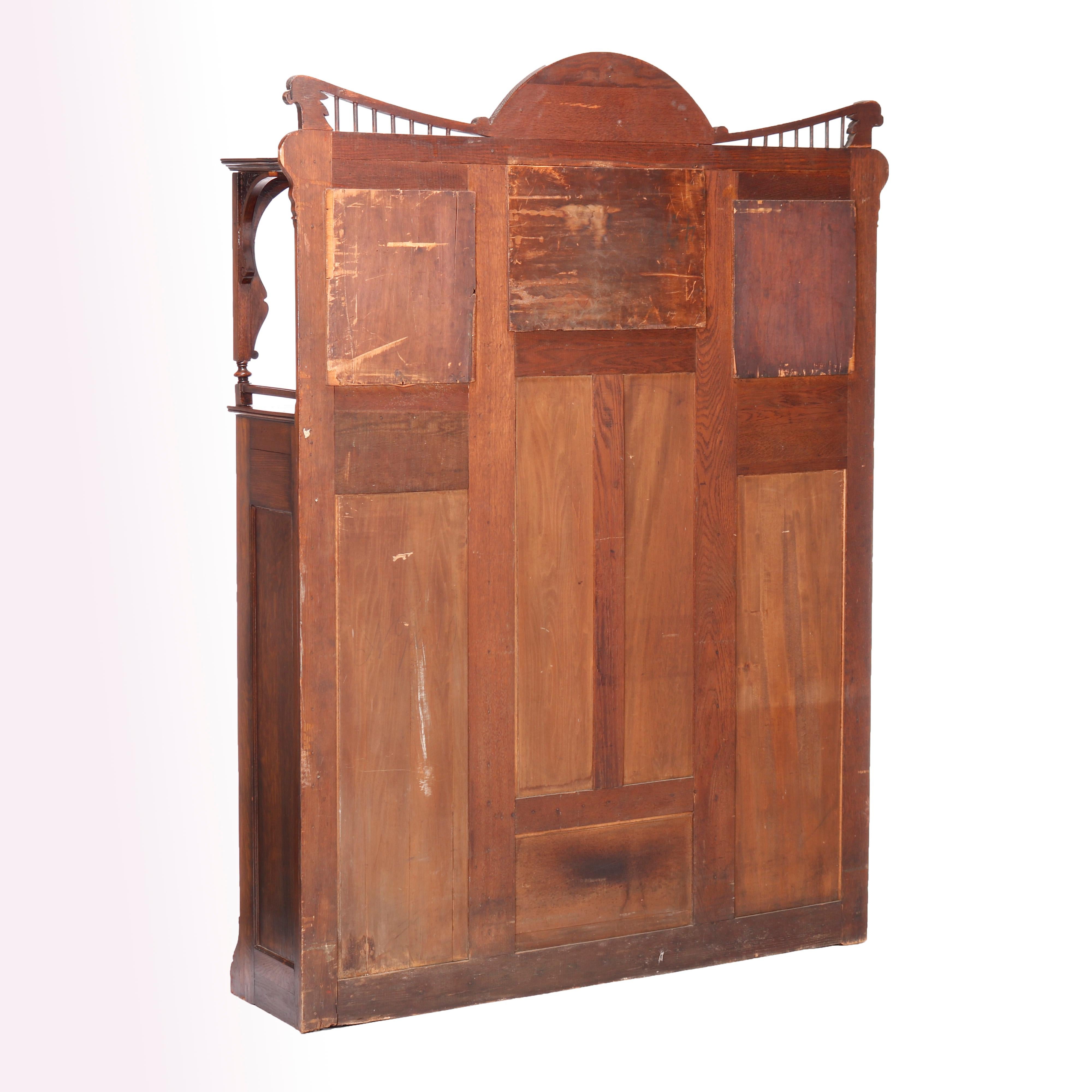 Antique Horner School Carved Oak Triple-Door Side-by-side Bookcase, C1900 8