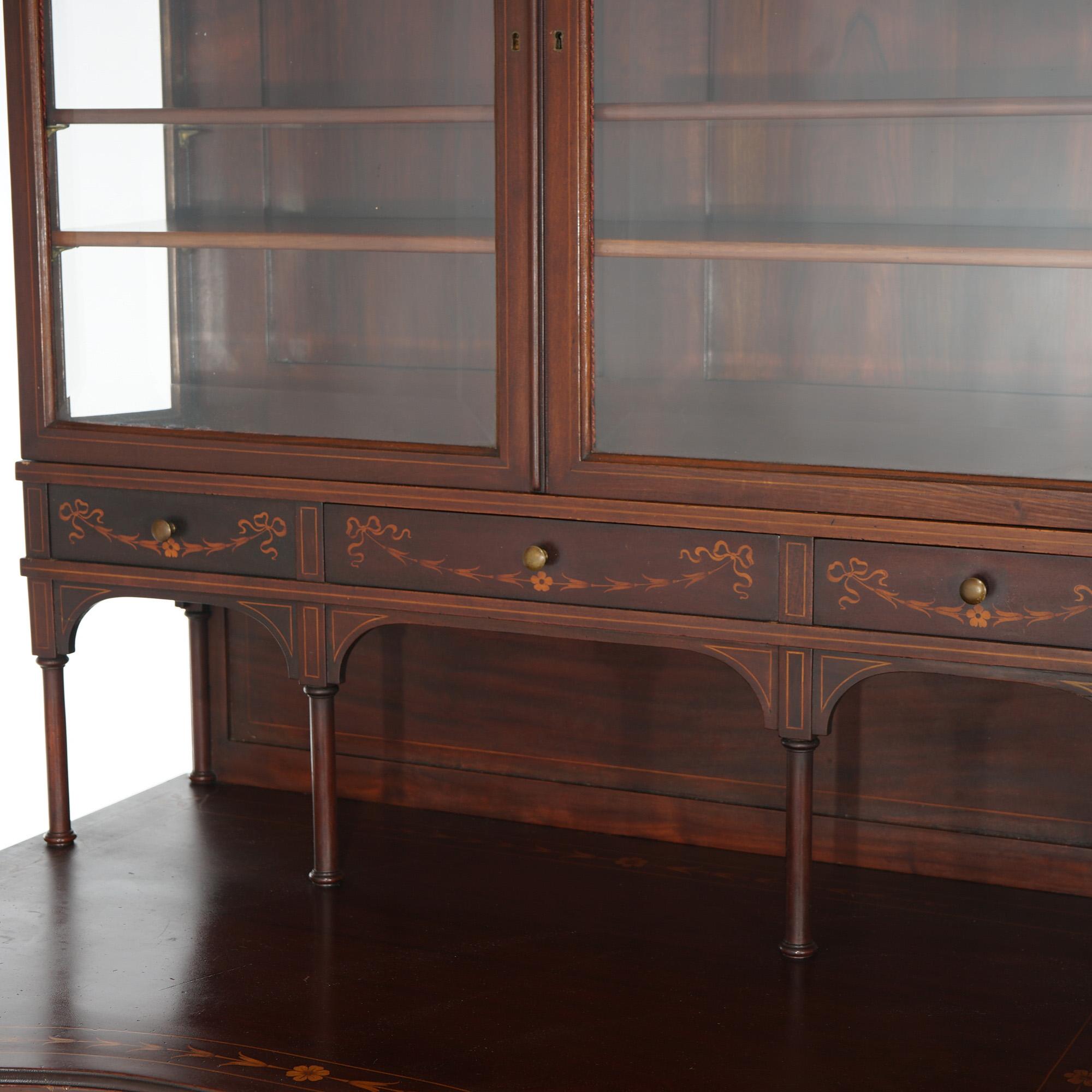 Antique Horner School Inlaid & Carved Mahogany Secretary Desk Circa 1890 In Good Condition For Sale In Big Flats, NY