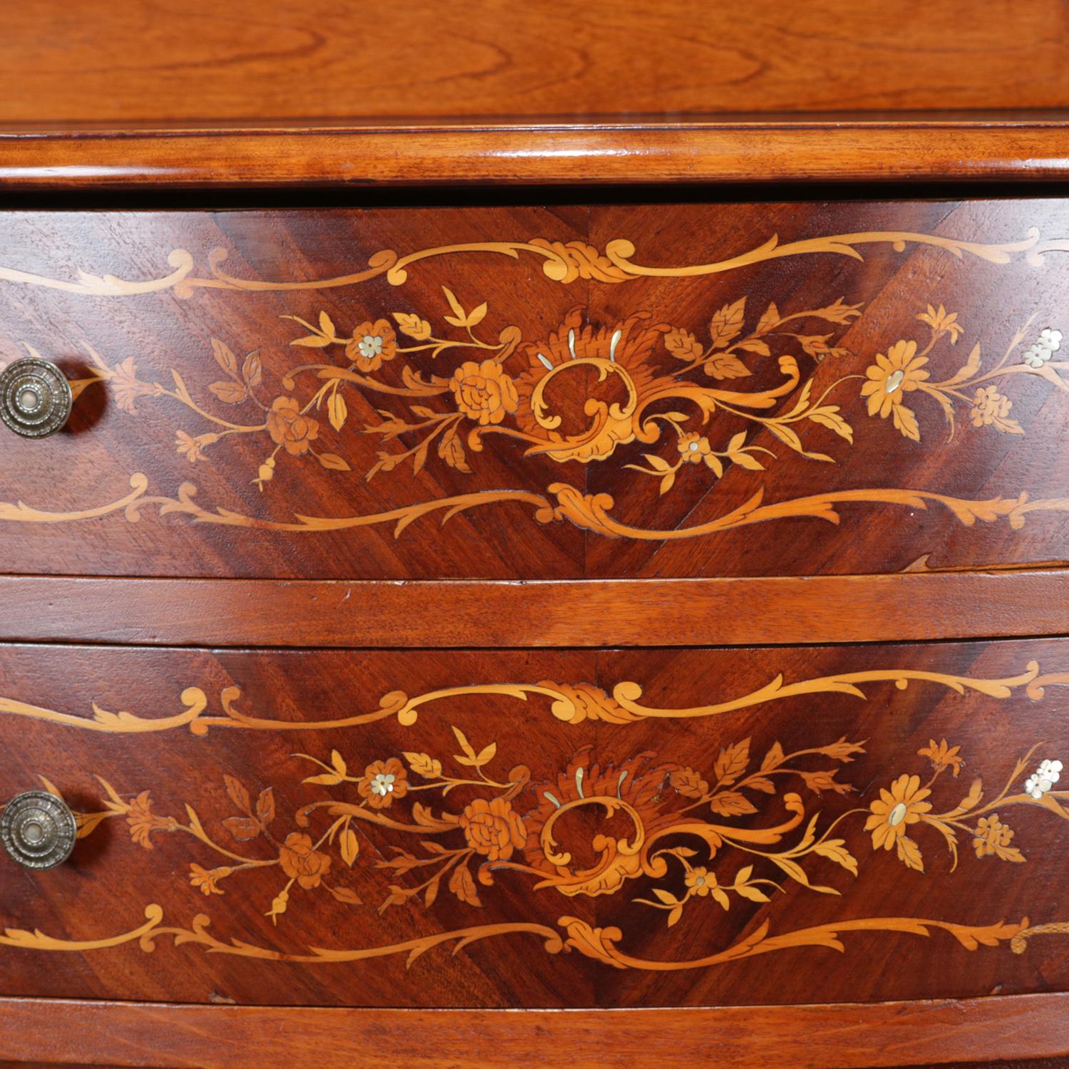 19th Century Antique Horner School Inlaid Mahogany and Burl Foliate Marquetry Sideboard