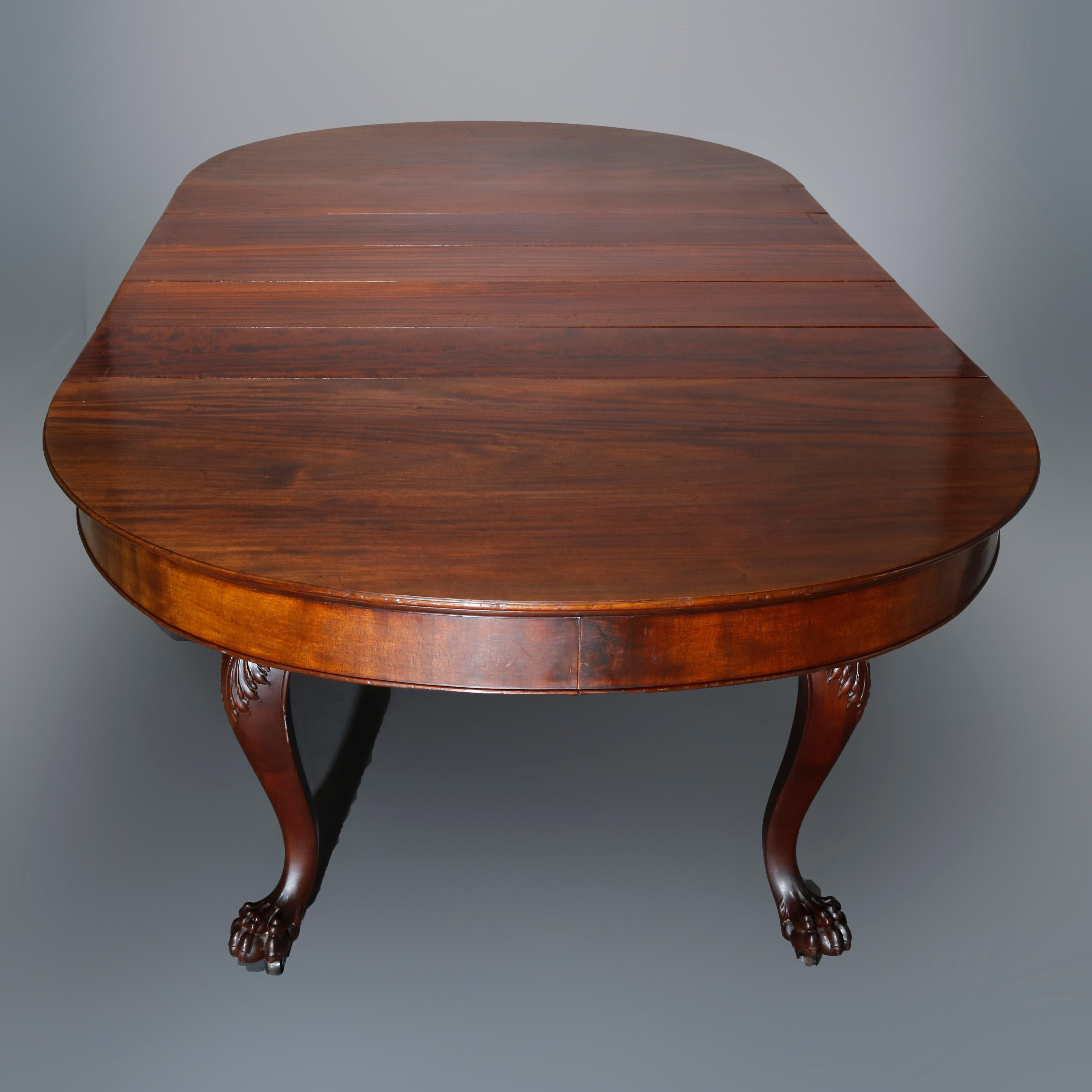 Antique Horner School Mahogany Claw Foot Dining Table with Eight Leaves c1890 1