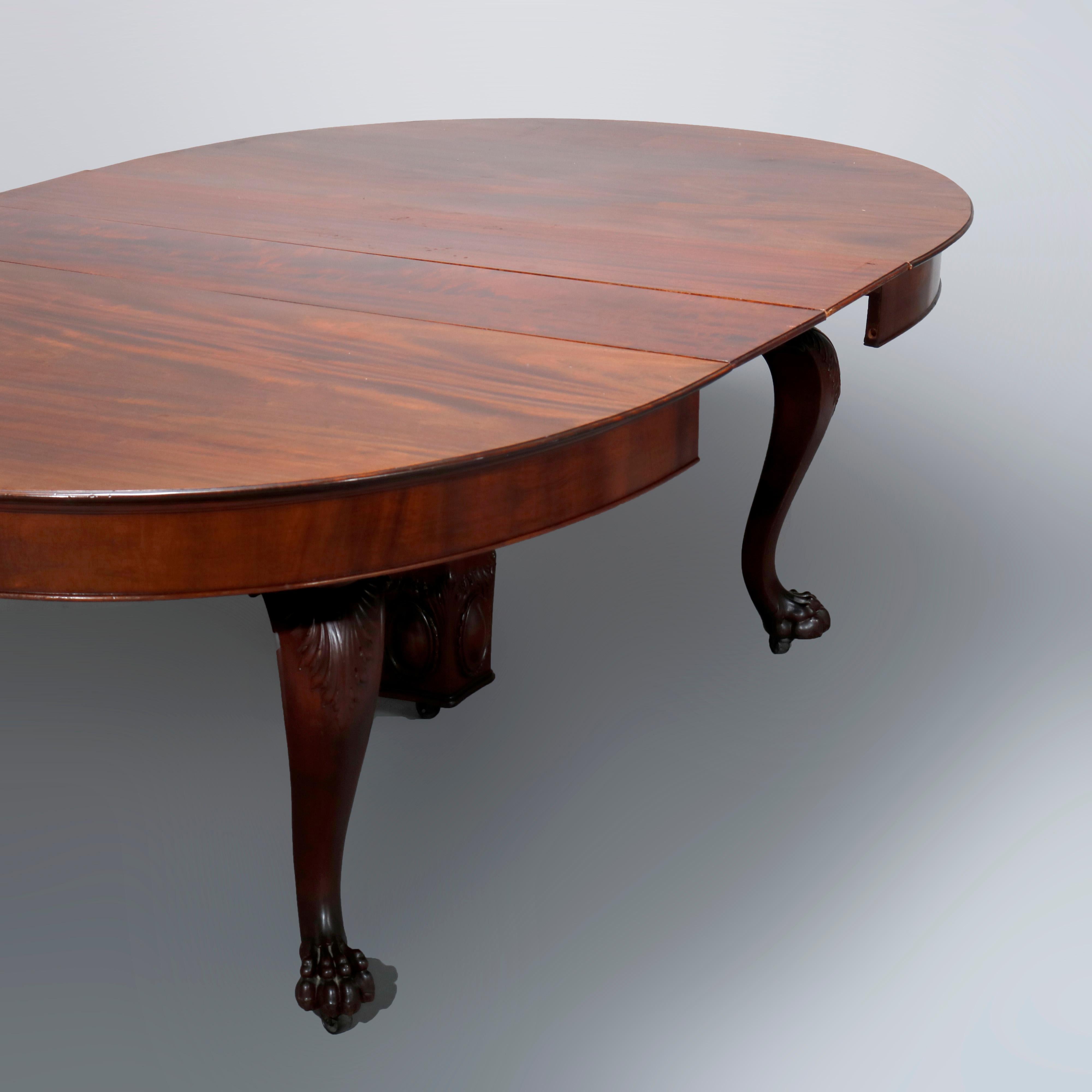 Antique Horner School Mahogany Claw Foot Dining Table with Eight Leaves c1890 2