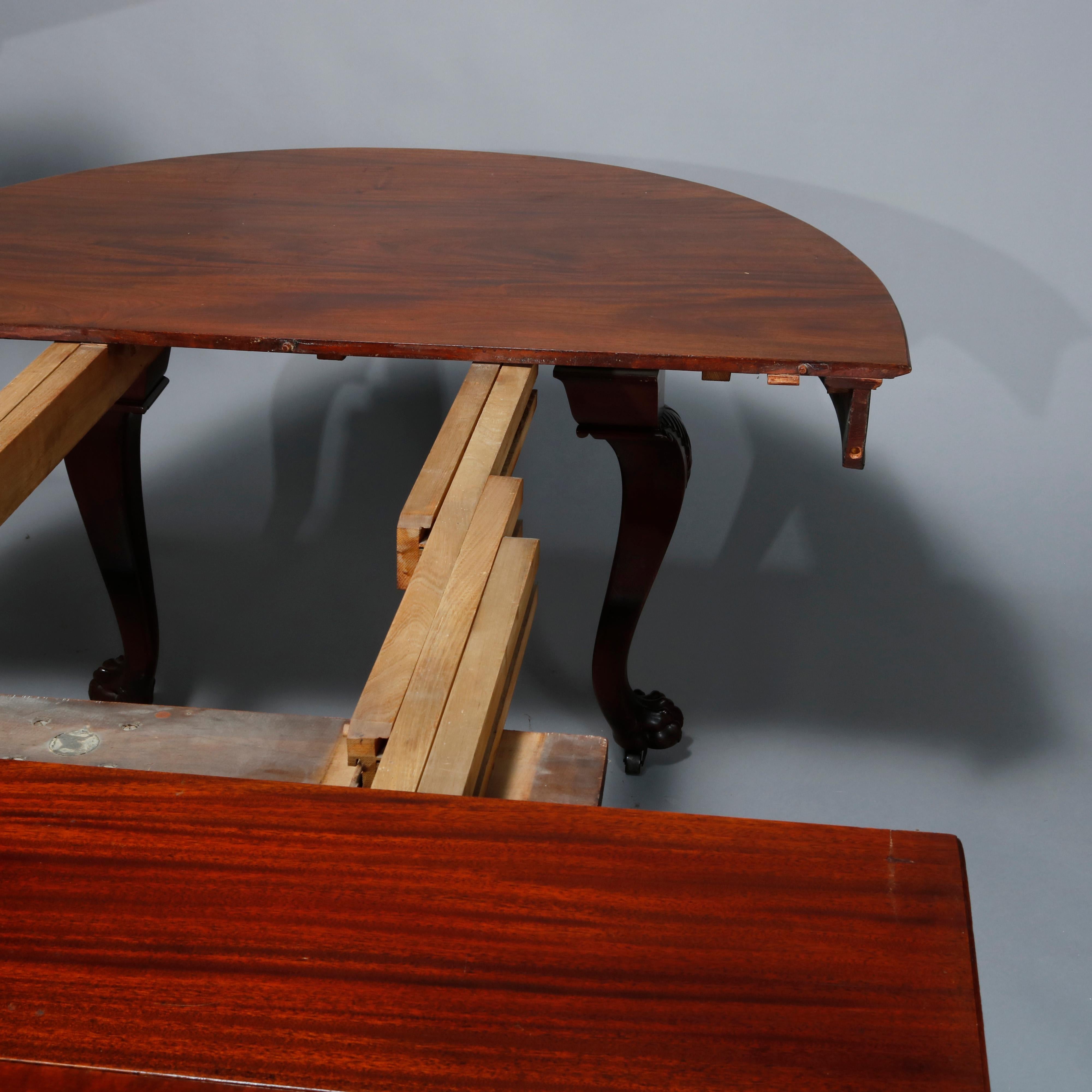 Antique Horner School Mahogany Claw Foot Dining Table with Eight Leaves c1890 7