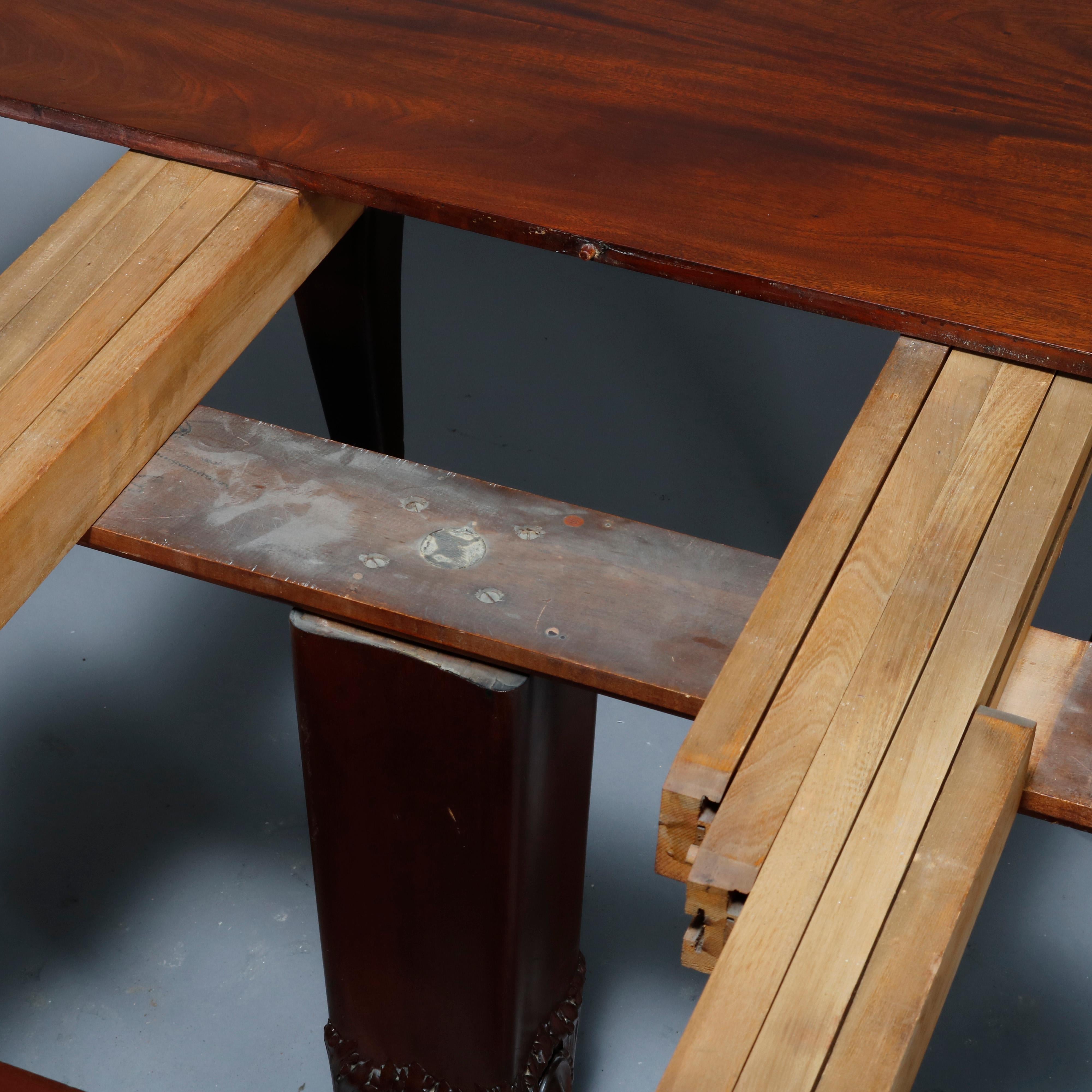 Antique Horner School Mahogany Claw Foot Dining Table with Eight Leaves c1890 8