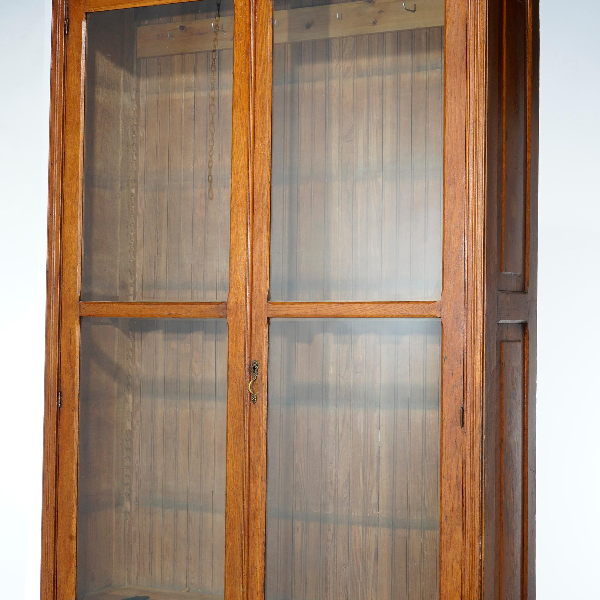 Antique Horner School Oak Double Door Gun Cabinet Circa 1900 3