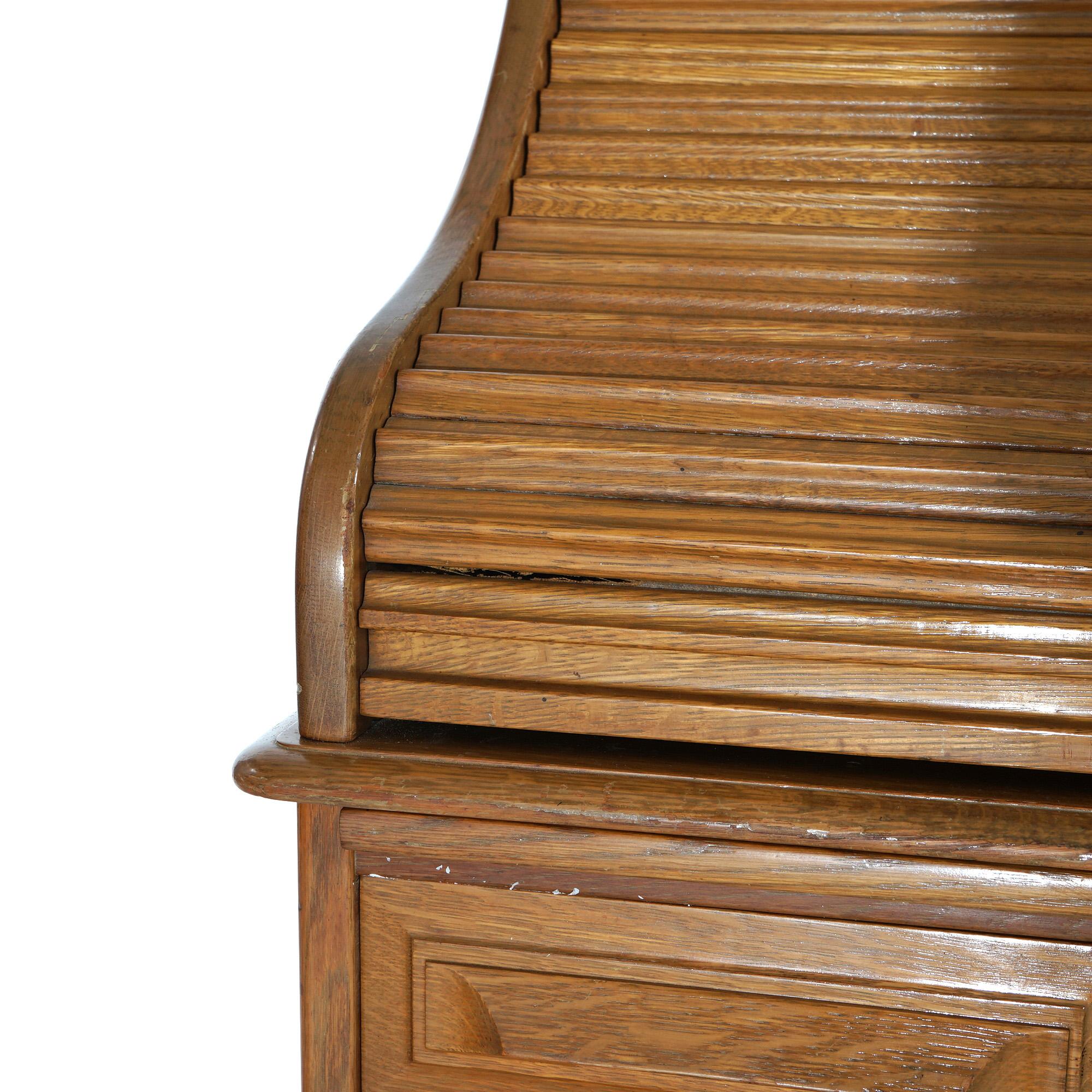 Antique Horner School Oak S-Roll Top Desk C1910 For Sale 12
