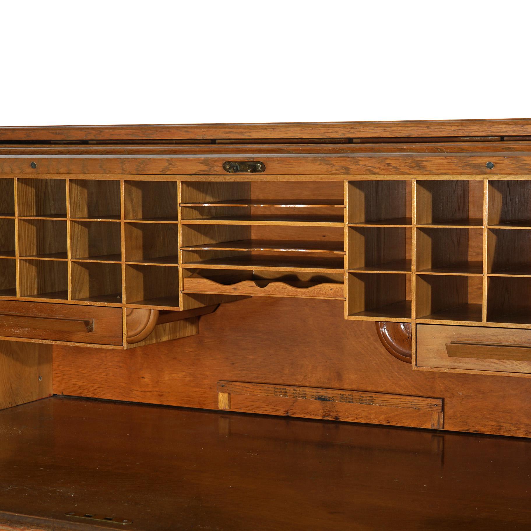 Antique Horner School Oak S-Roll Top Desk C1910 For Sale 3