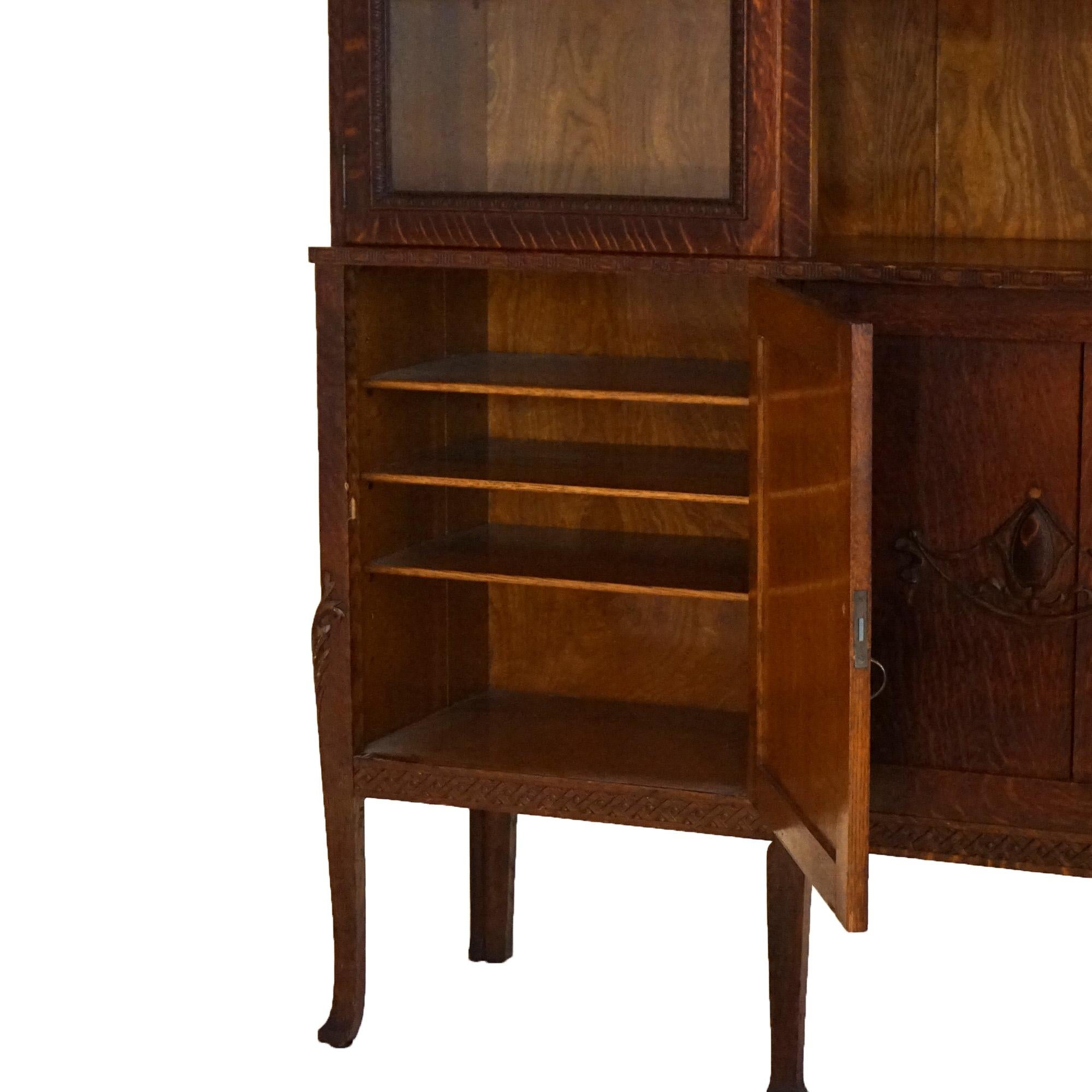 Antique Horner School Oak Two-Door Secretary, Bookcase with Desk, C1920 5