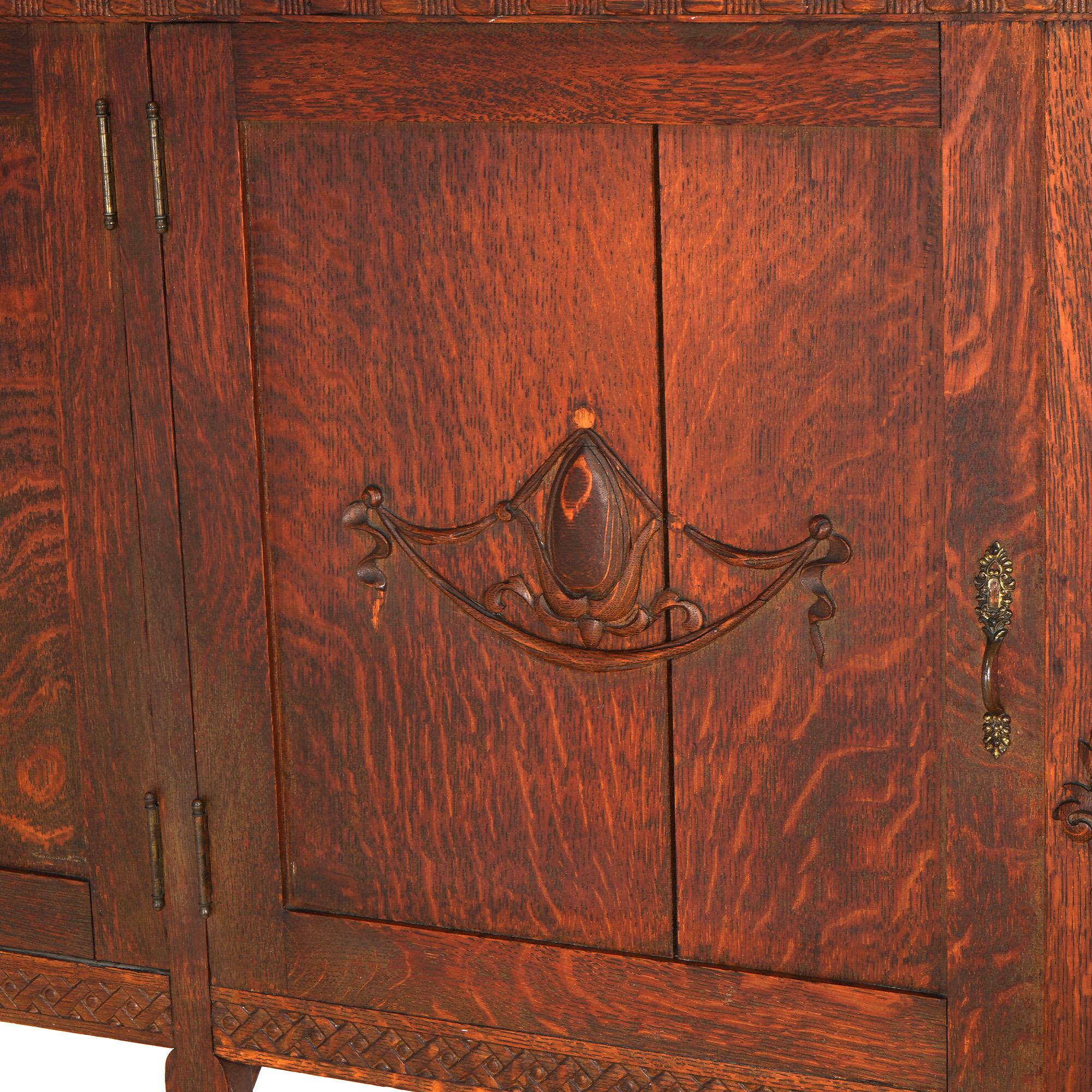 Antique Horner School Oak Two-Door Secretary, Bookcase with Desk, C1920 8