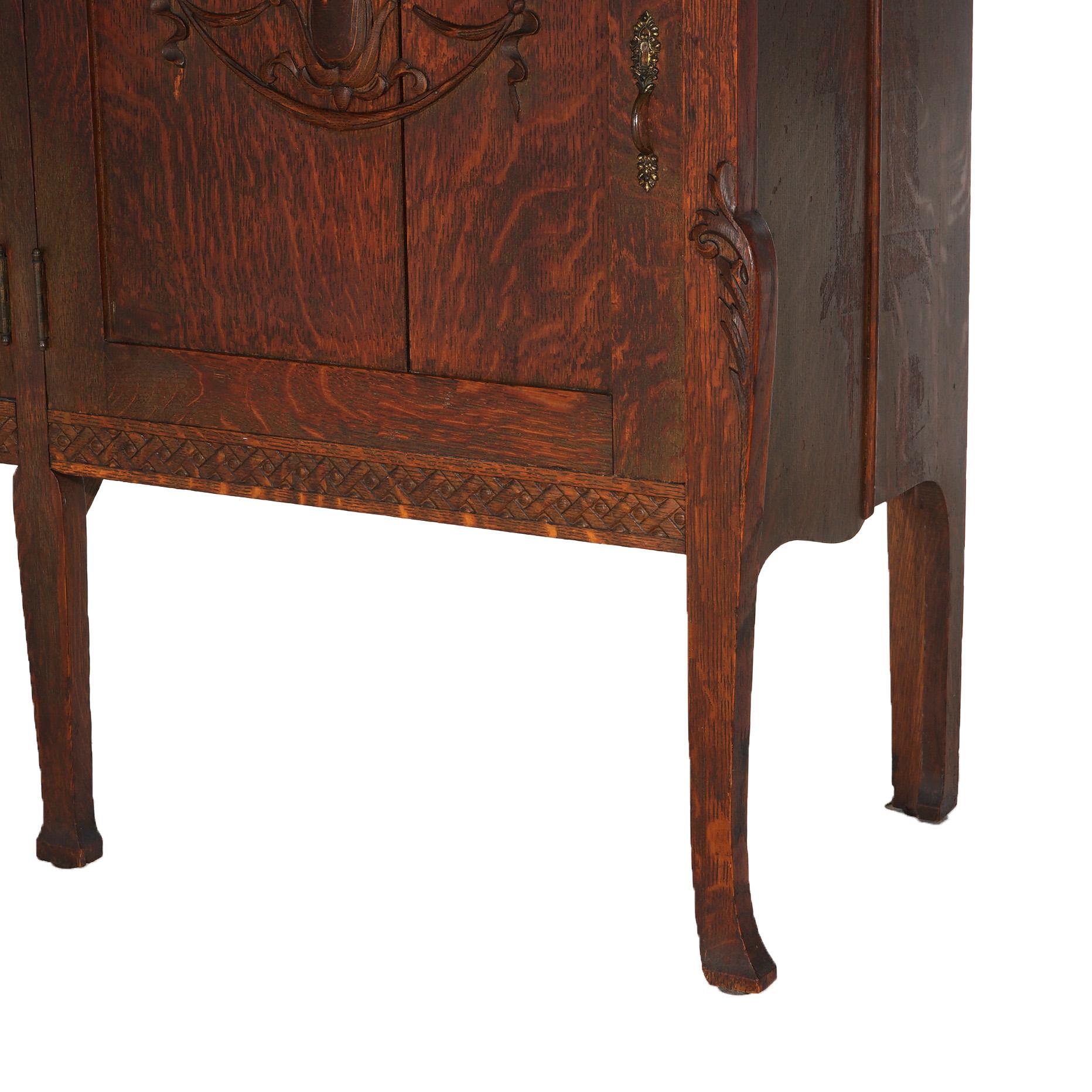 Antique Horner School Oak Two-Door Secretary, Bookcase with Desk, C1920 10