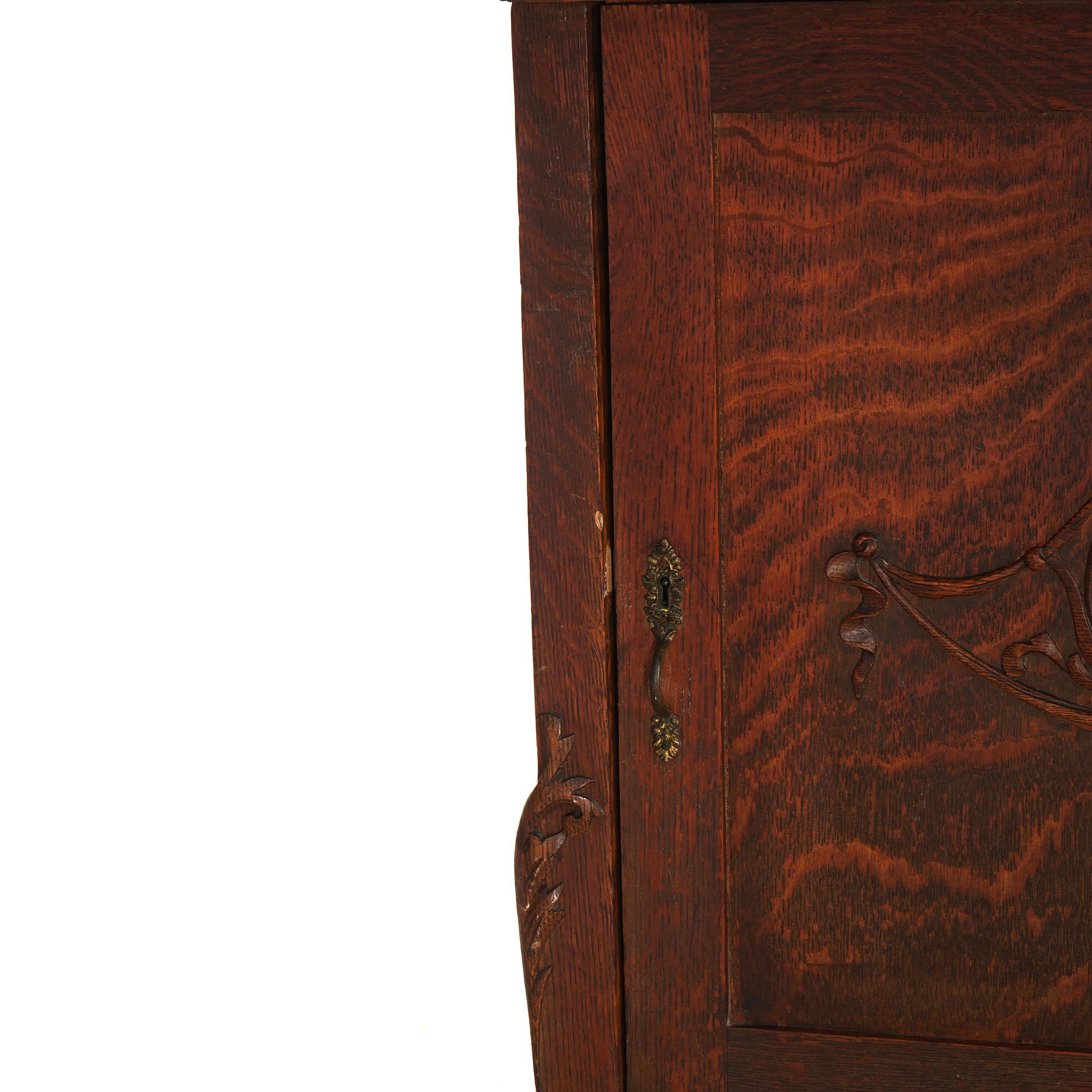 Antique Horner School Oak Two-Door Secretary, Bookcase with Desk, C1920 12