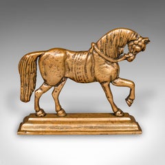 Antique Horse Doorstop, English, Brass, Equine Door Keeper, Victorian, C.1880