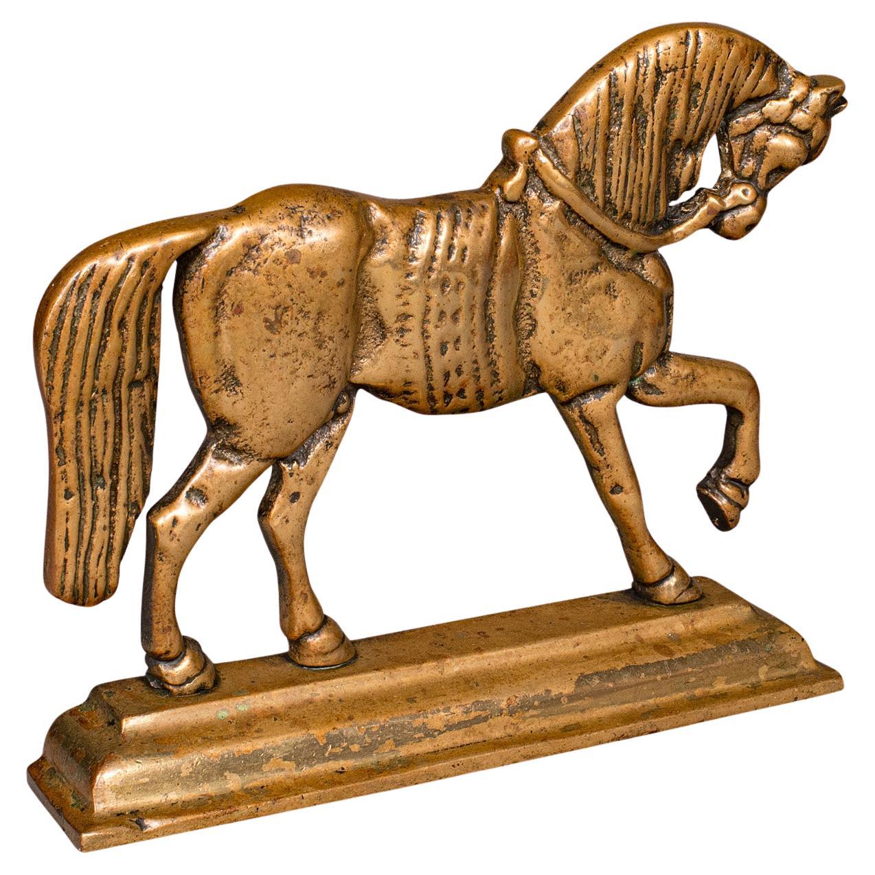 Butoir de porte ancien pour cheval, anglais, laiton, porte équine, victorien, C.C.C.