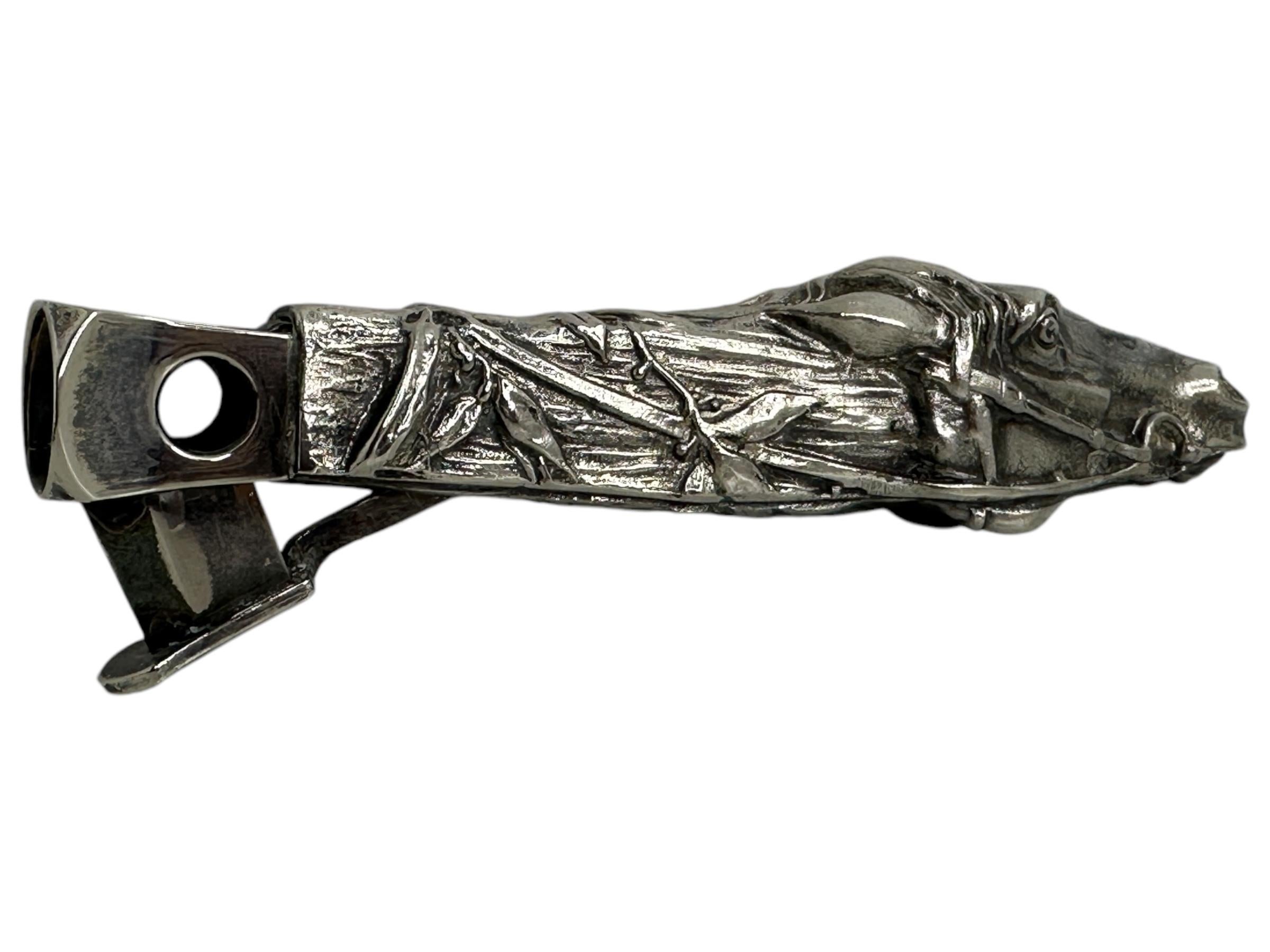Folk Art Antique Horse Head Cigar Cutter, silvered Metal 1940s or older For Sale