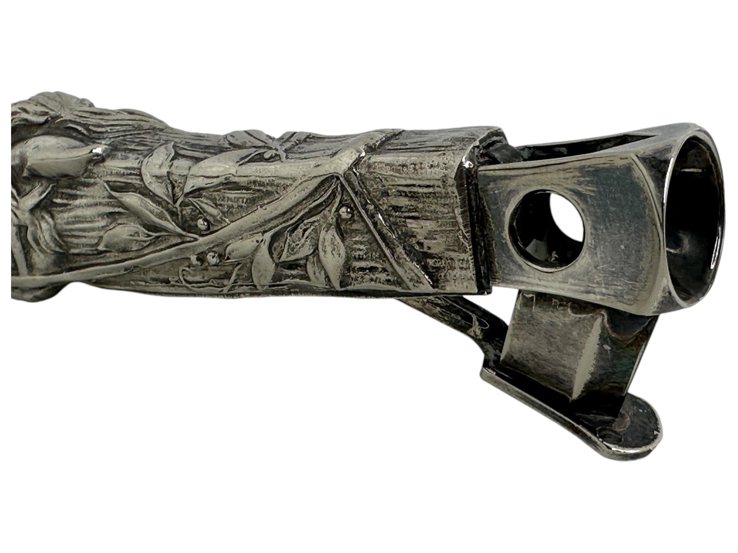 Mid-20th Century Antique Horse Head Cigar Cutter, silvered Metal 1940s or older For Sale