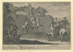 Antique Horse Print of a Passade training by Ridinger, 1722