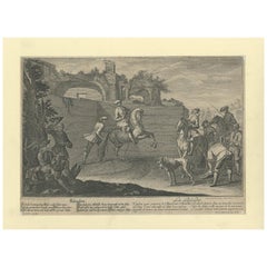 Antique Horse Print of a Passade training by Ridinger, 1722
