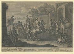Antique Horse Print of a 'Pirouet' by Ridinger '1722'