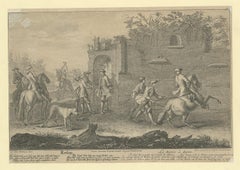 Antique Horse Print of a Redopp/Terre à Terre Training by Ridinger, 1722