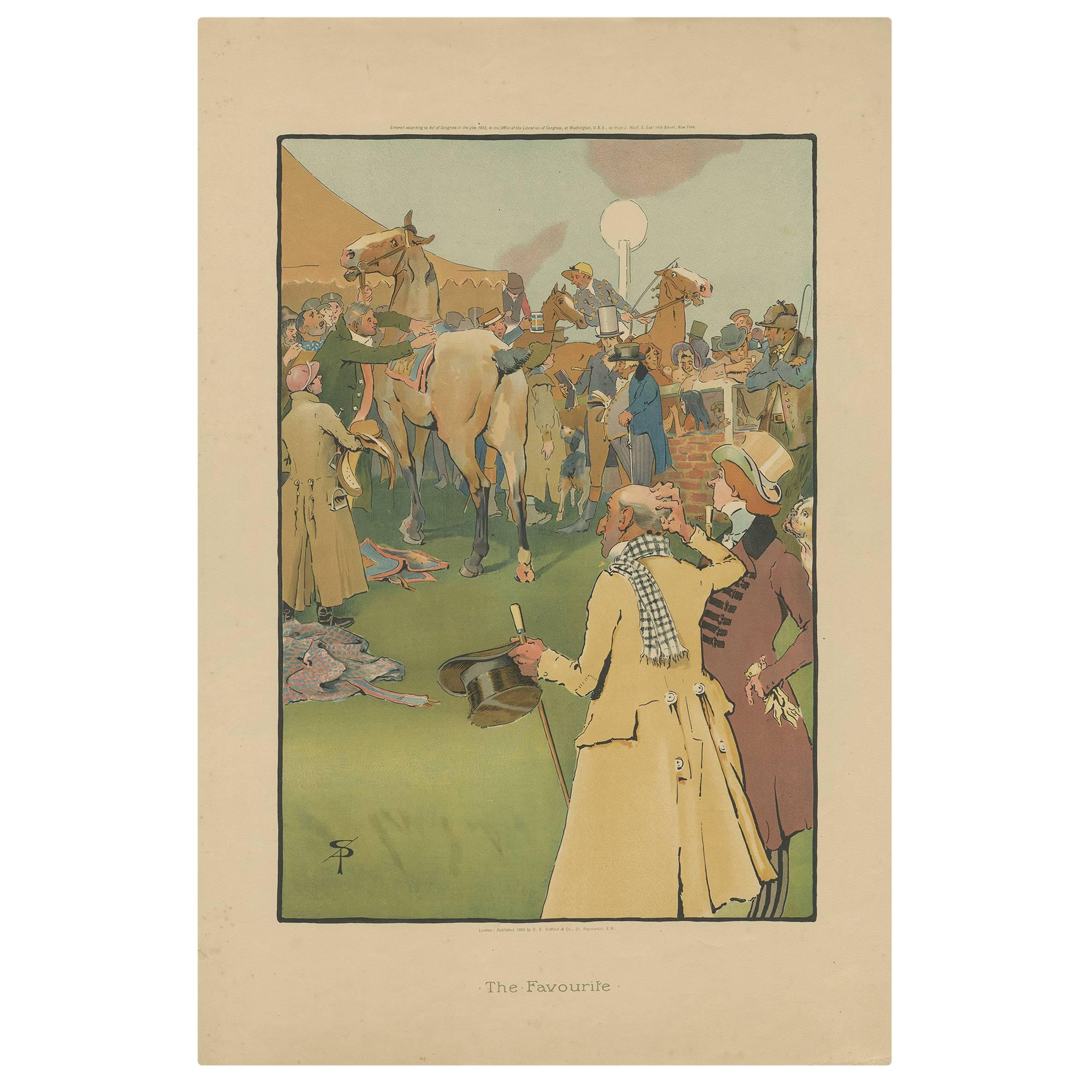 Antique Horse Print 'The Favourite' by Clifford & Co, 1903 For Sale