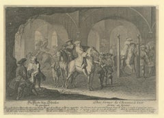 Antique Horse Print Training the Horses for Shooting by Ridinger, 1722