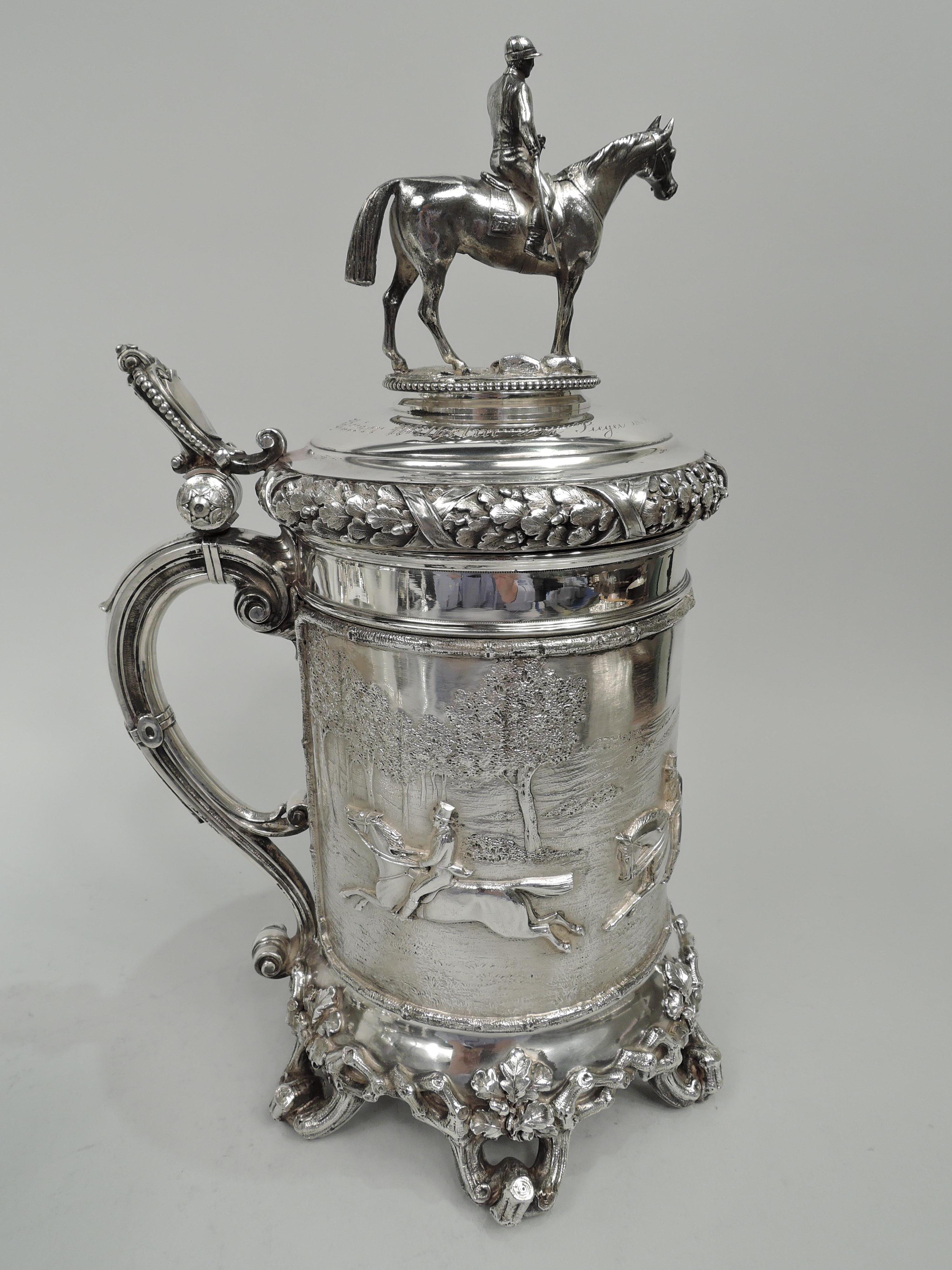 Victorian Antique Horse Race Tankard with German Imperial Association For Sale