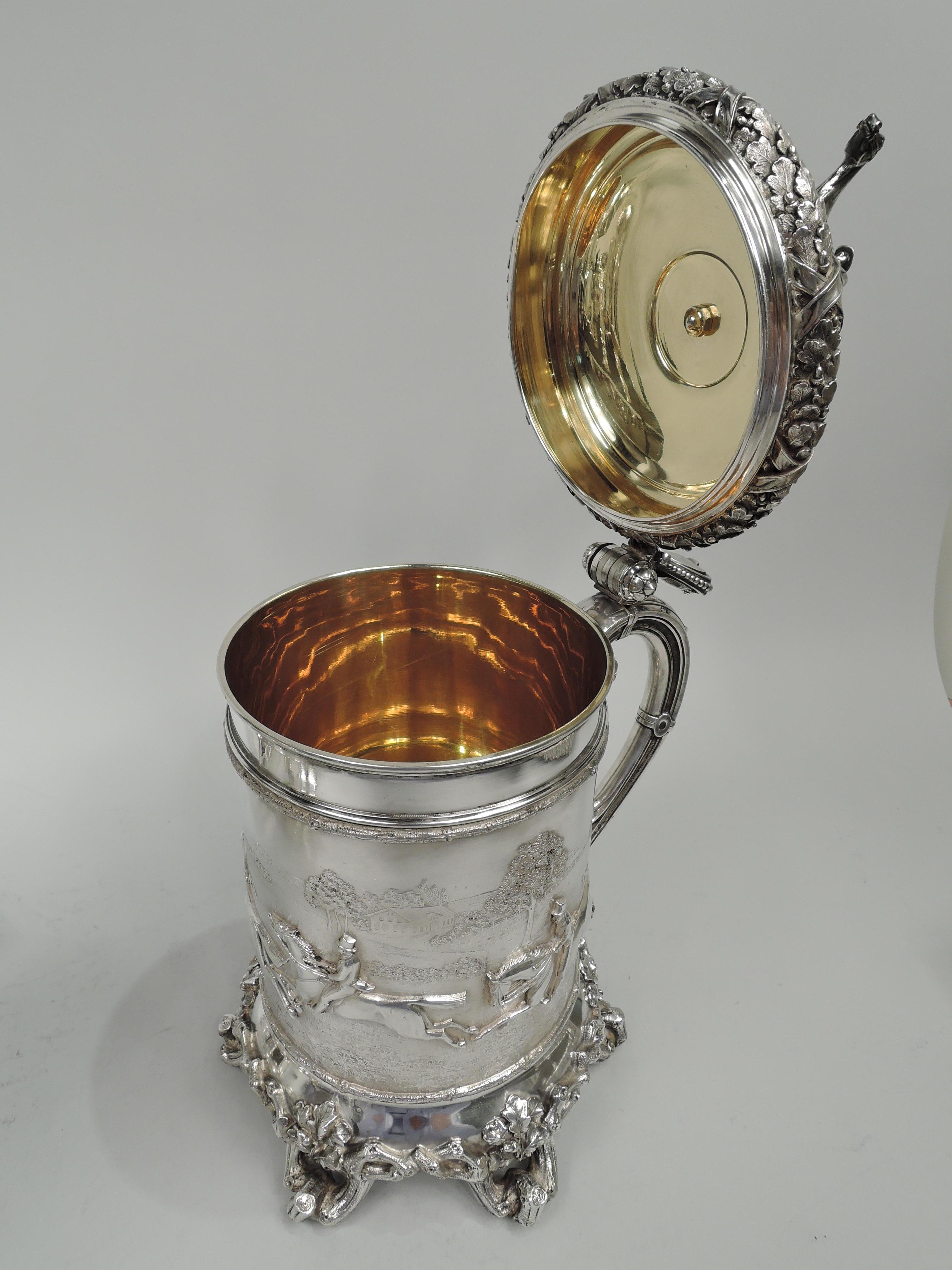 Austrian Antique Horse Race Tankard with German Imperial Association For Sale