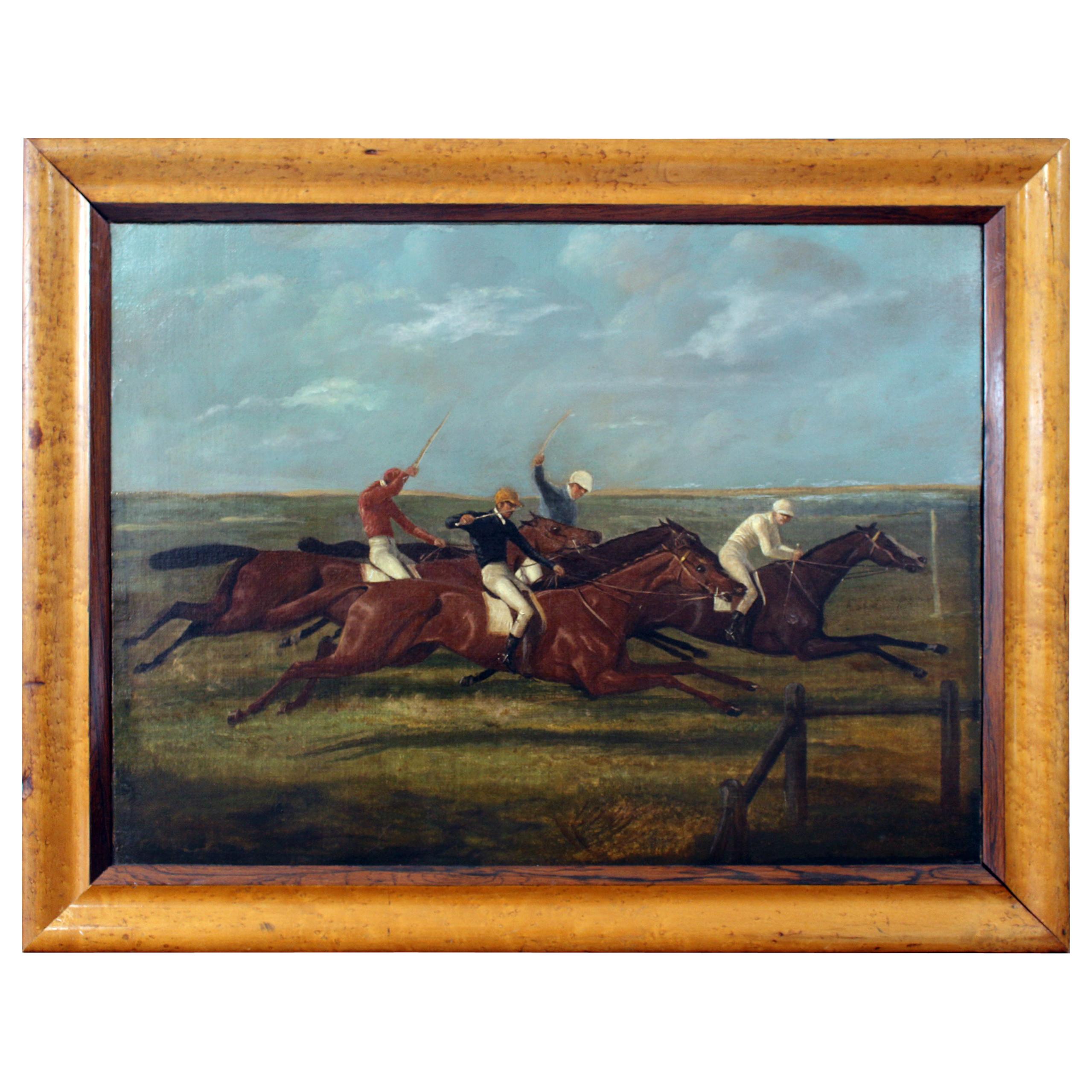 Antique Horse Racing Painting For Sale
