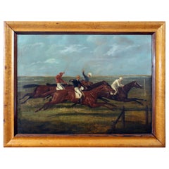 Antique Horse Racing Painting