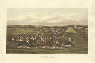 Antique Horse Racing Print 'Tattenham Corner' in England, circa 1900, view 2