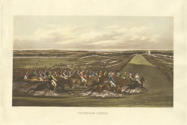 Antique Horse Racing Print Tattenham Corner Made After H Alken