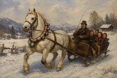 Antique Horse Sleigh Bells on Original Leather Collar, c. 1880–1900