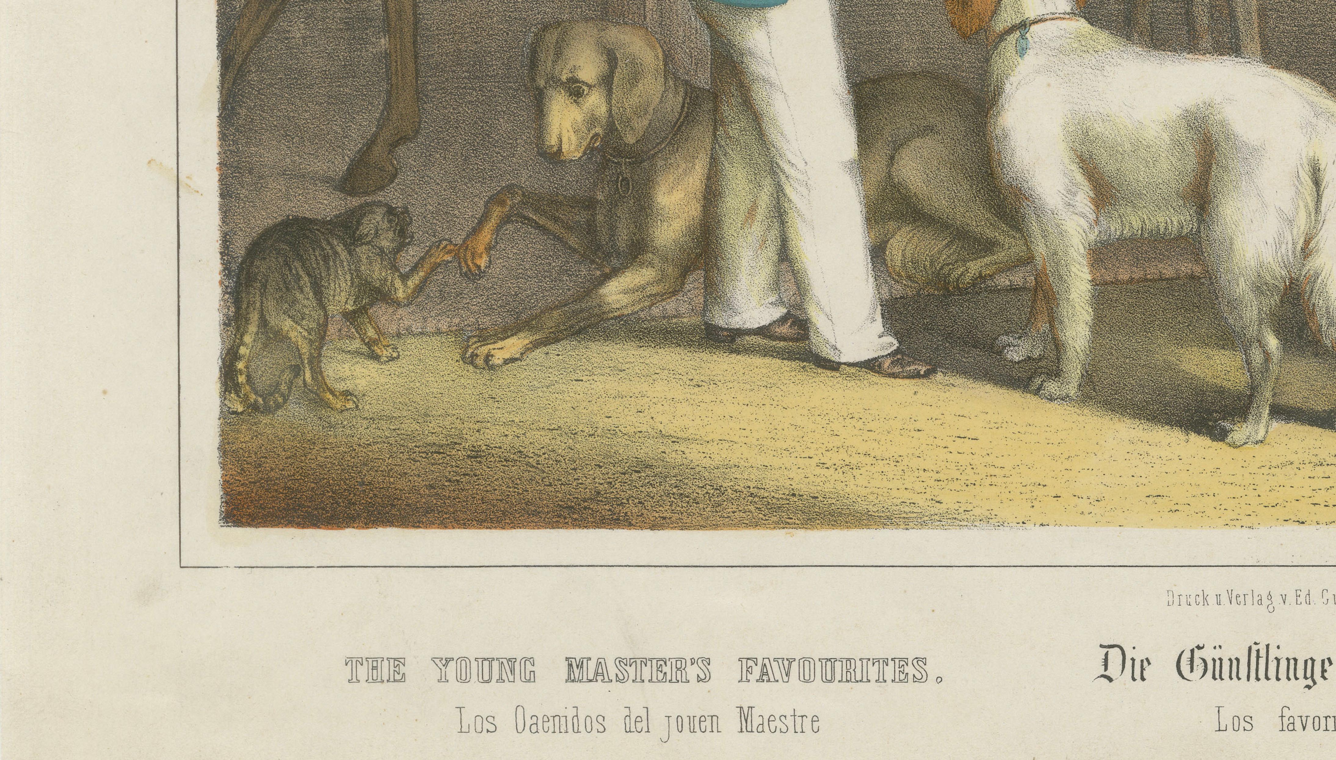 Antique Horse Stable Lithograph - The Young Master’s Favorites, c.1827