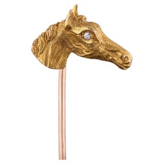 Epingle à cheval ancienne en or 14k