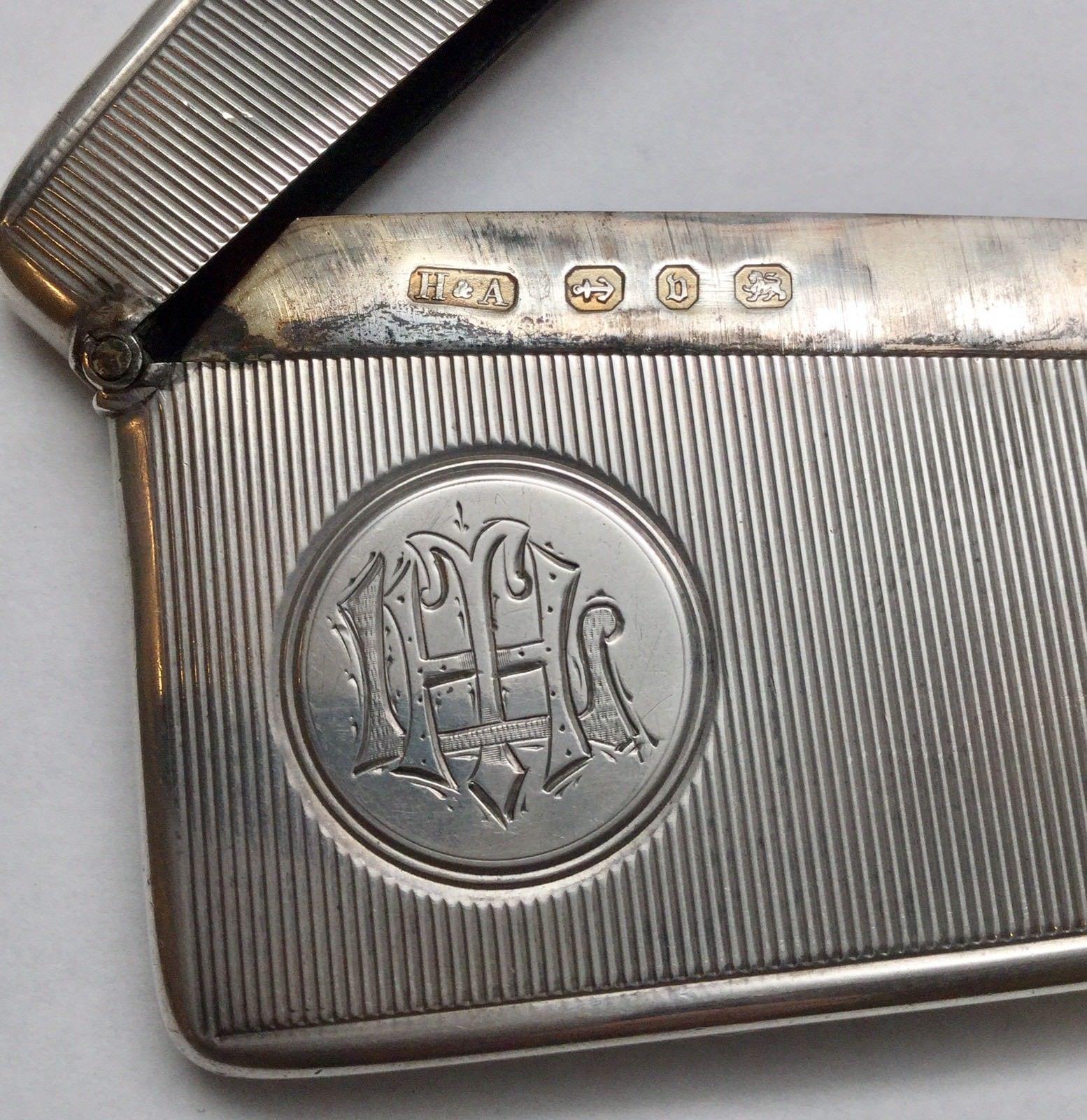 Late 19th Century Antique Horton & Allday Birmingham England Sterling Silver Curved Card Case