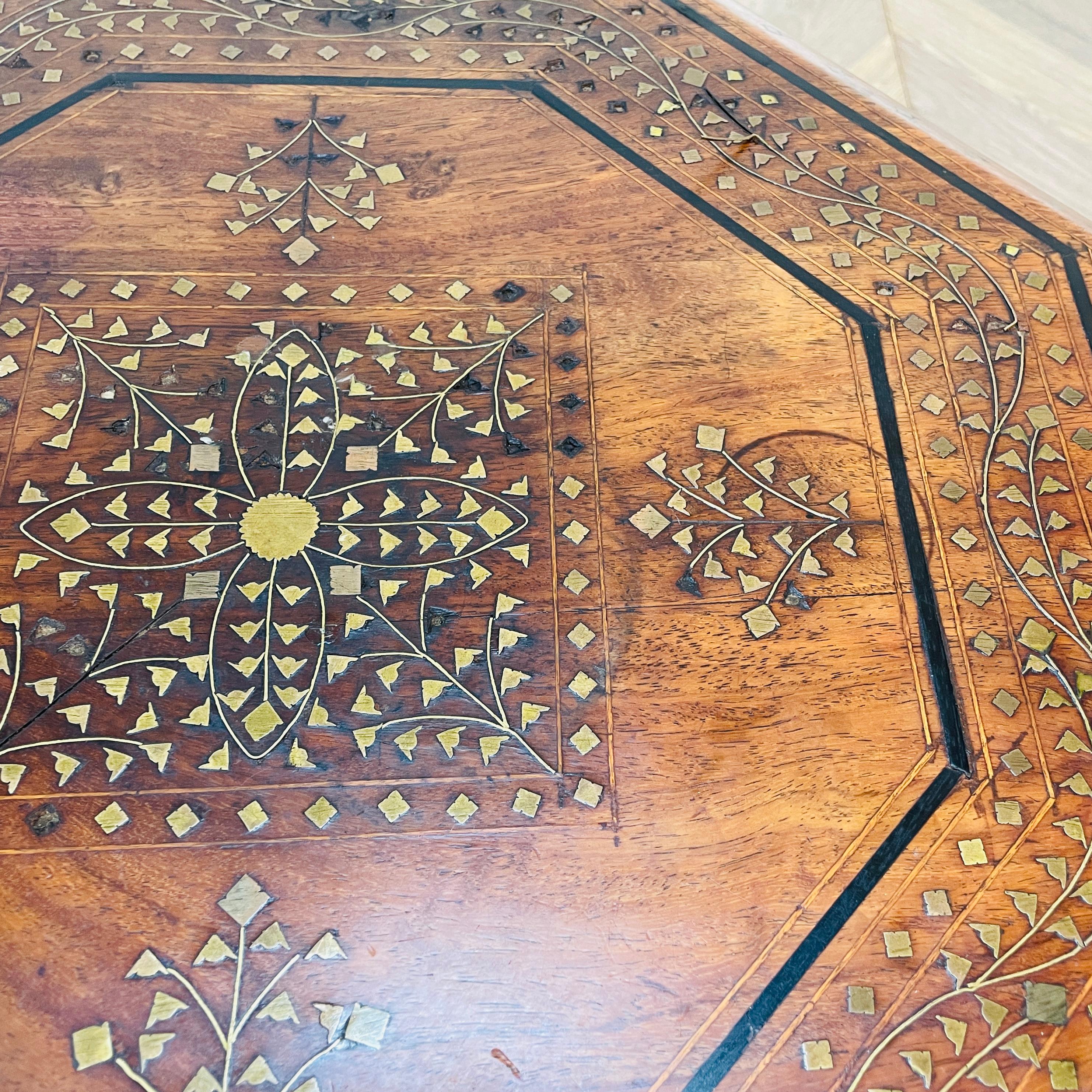 Indian Antique Hoshiarpur Folding Occasional Table, circa 1900s For Sale