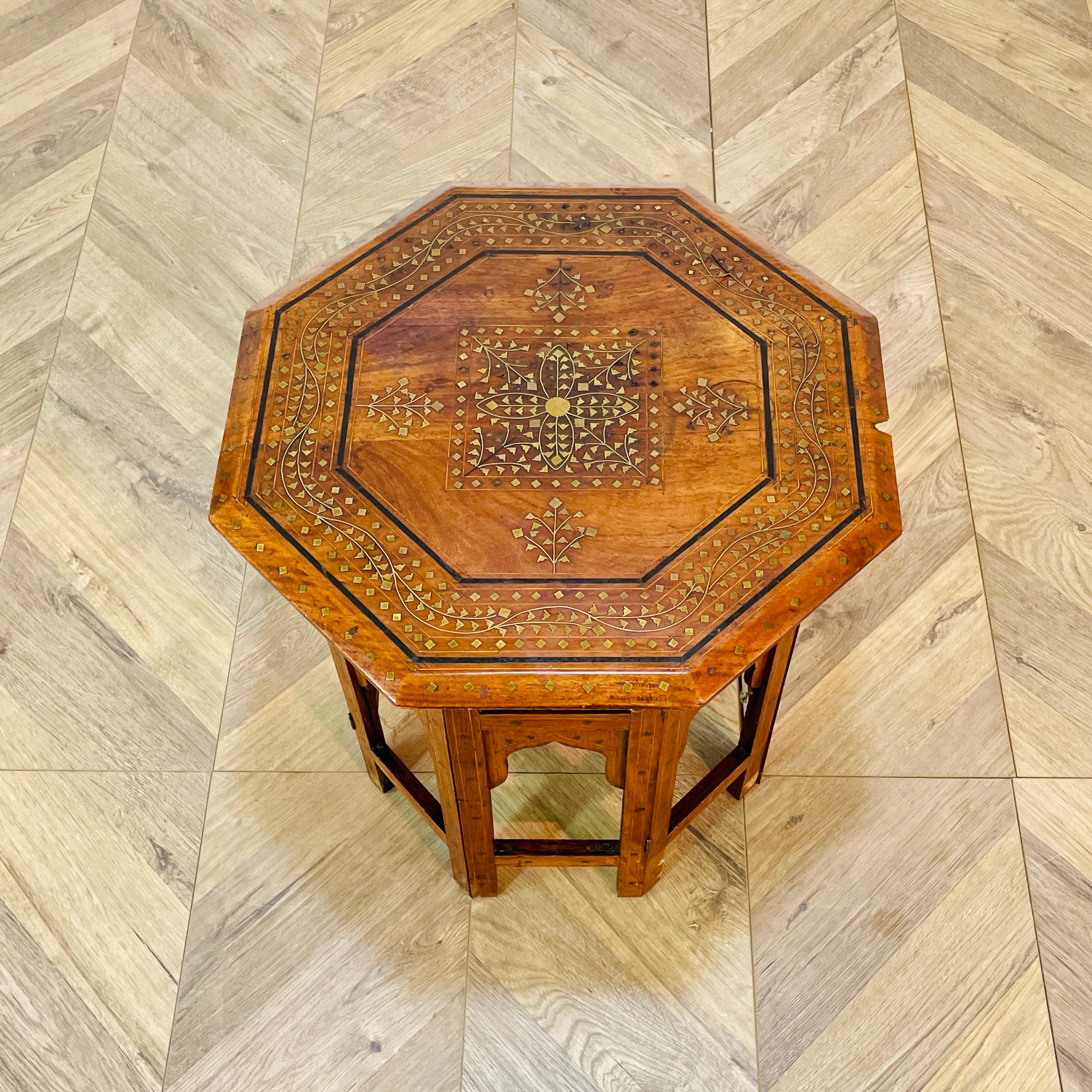 Antique Hoshiarpur Folding Occasional Table, circa 1900s In Good Condition For Sale In Ely, GB