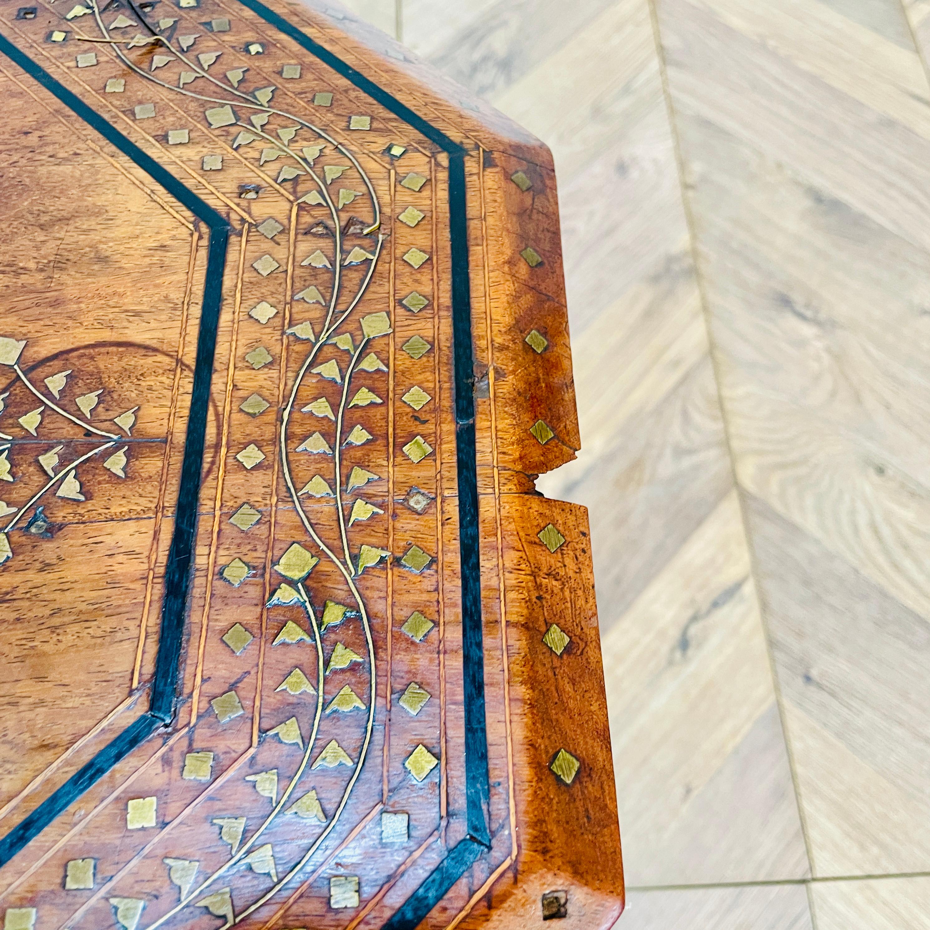 Hardwood Antique Hoshiarpur Folding Occasional Table, circa 1900s For Sale