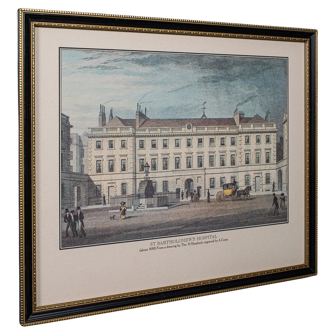 Antique Hospital Picture, St Barts, London, Engraving, Art, Medical, Victorian For Sale