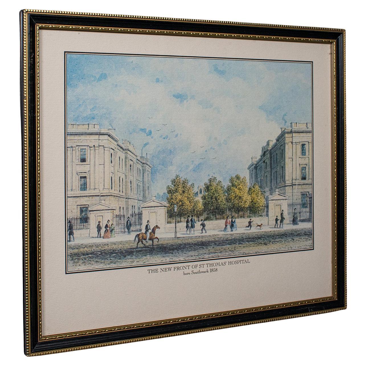 Antique Hospital Picture, St Thomas
London, Engraving, Art, Medical, Victorian