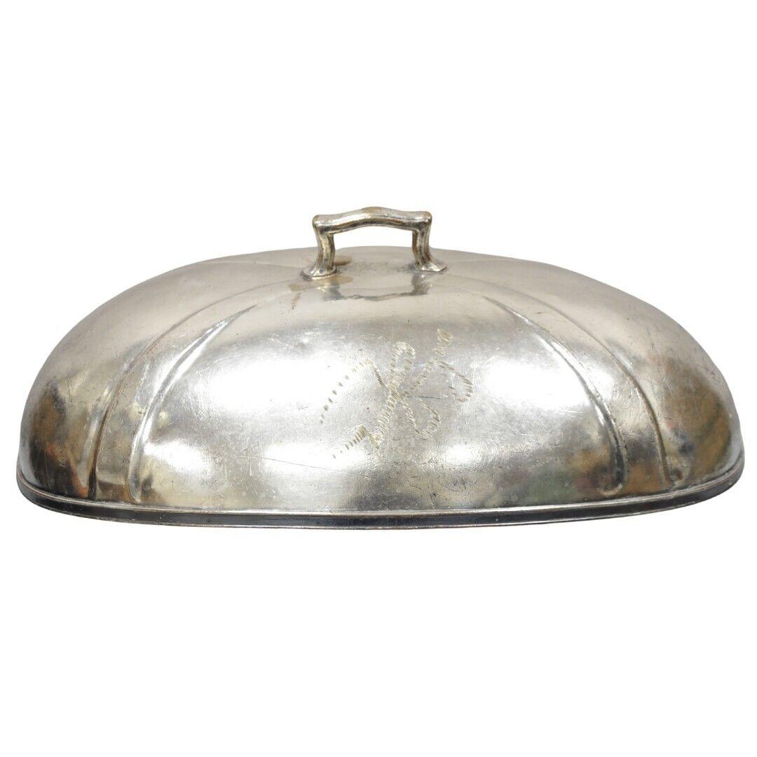 Antique Hotel McAlpin International Silver Co Silver Soldered Serving Meat Dome For Sale