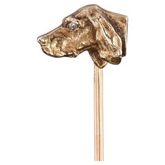 Antique Hound Dog Stickpin of 14k Gold