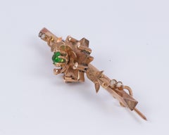 Antique "House of Bourbon" Gold and Green Paste Brooch