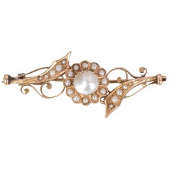 Antique "House of Bourbon" Gold and Pearl Brooch