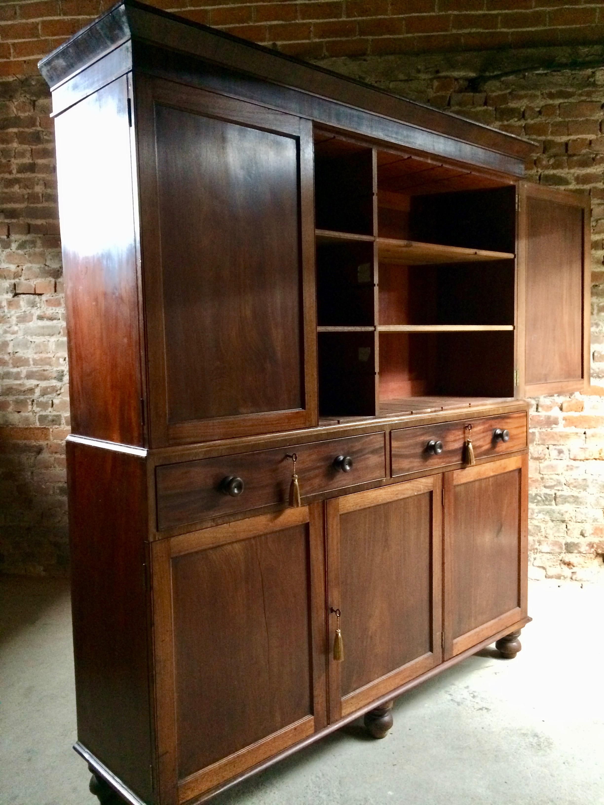 Antique Housekeepers Cupboard Cabinet Mahogany Victorian 19th Century 6