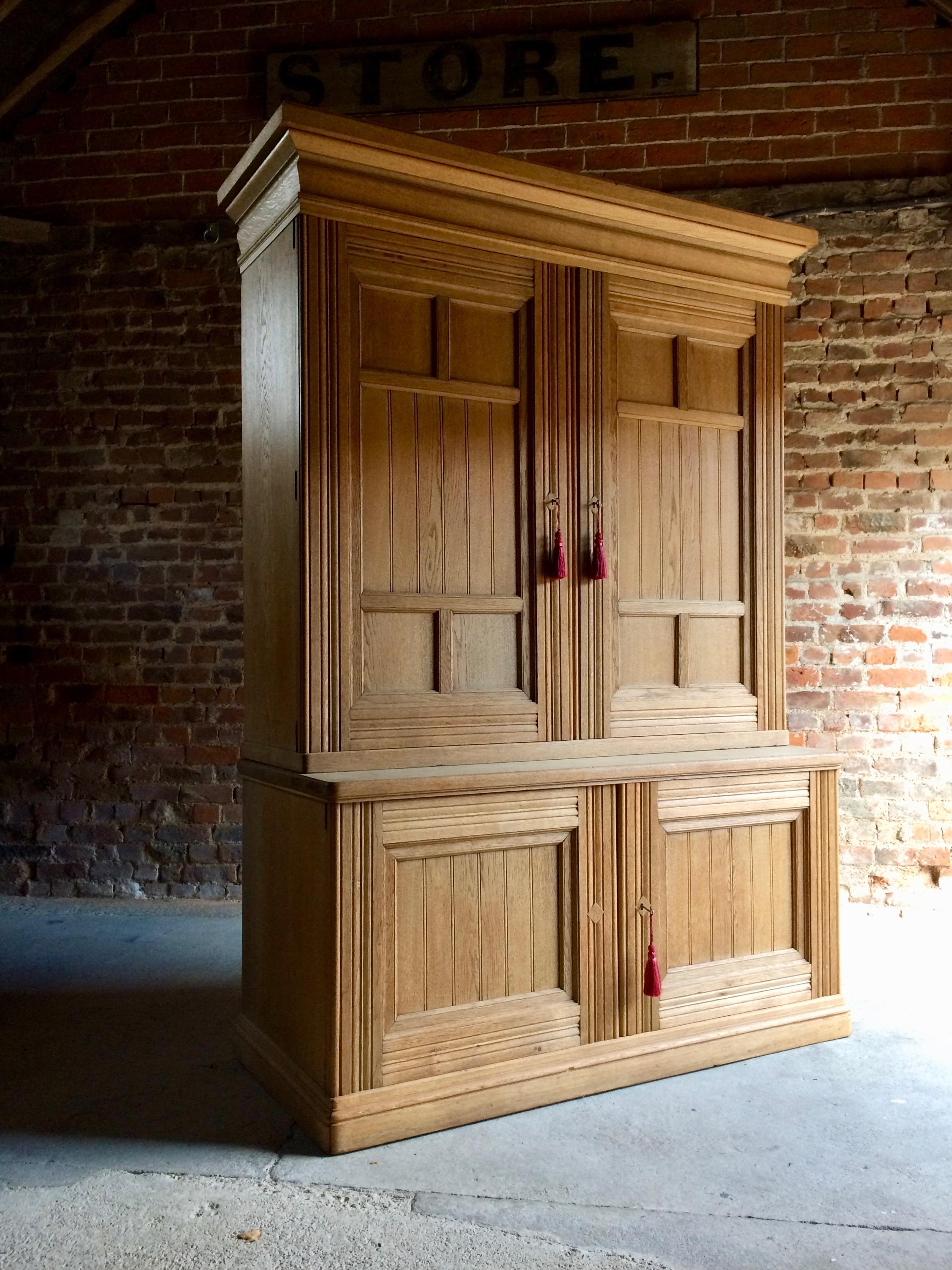 Antique Housekeepers Cupboard Cabinet Solid Ash Large Victorian, 19th Century In Good Condition In Longdon, Tewkesbury