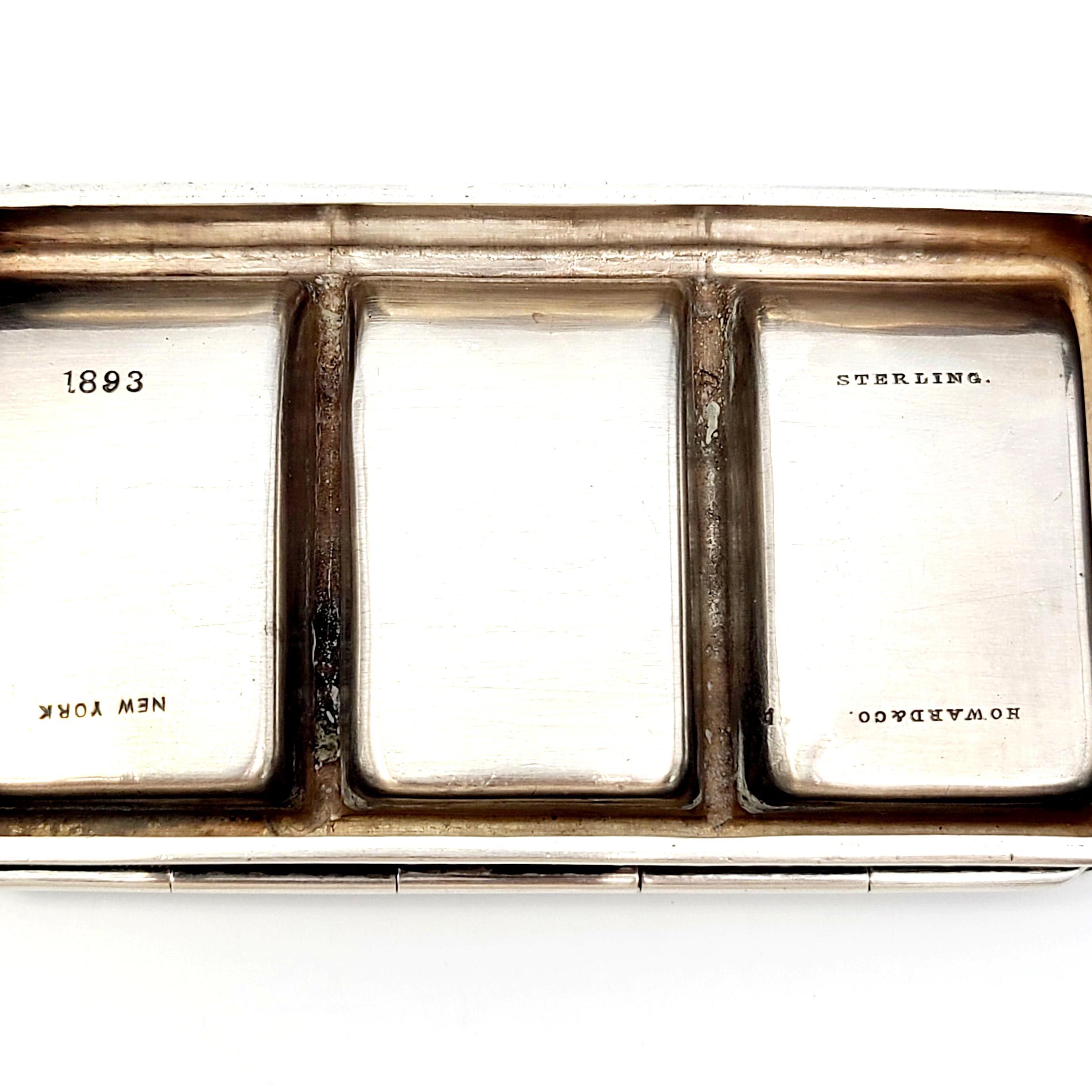 Antique Howard & Co Sterling Silver 3 Compartment Stamp Box For Sale 6