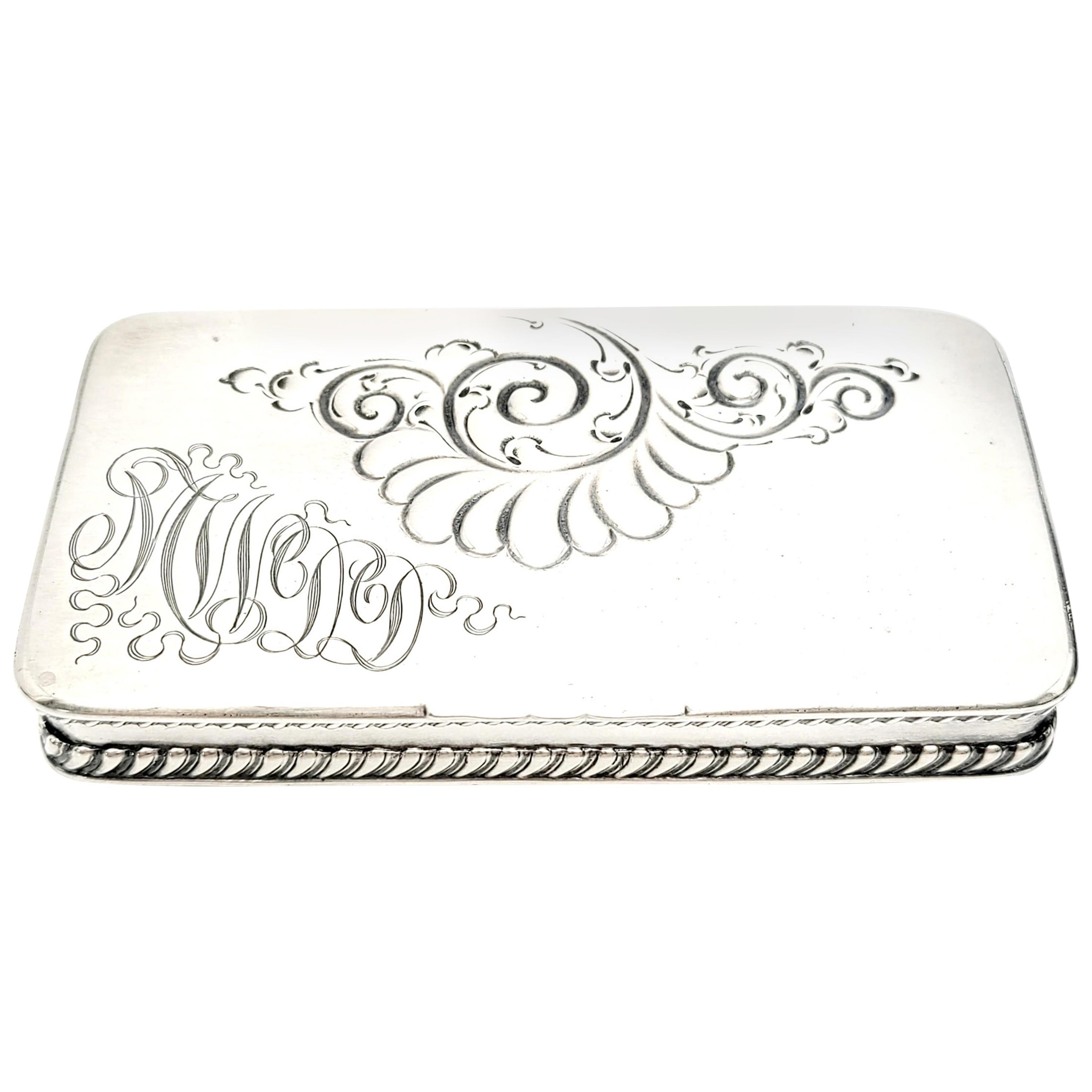 Antique Howard & Co Sterling Silver 3 Compartment Stamp Box For Sale